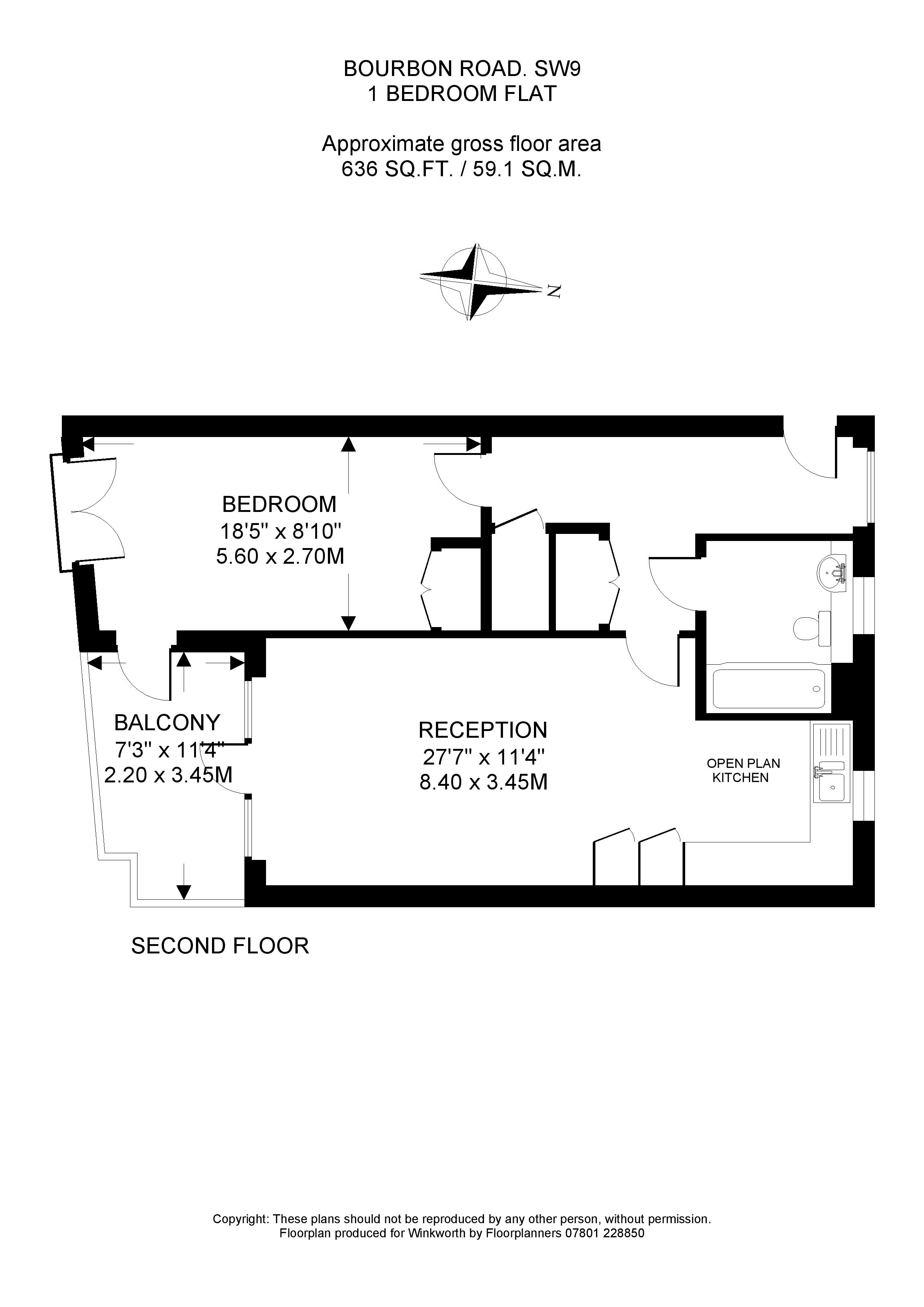 Flat 10, 2, Bourbon Road, London floorplan