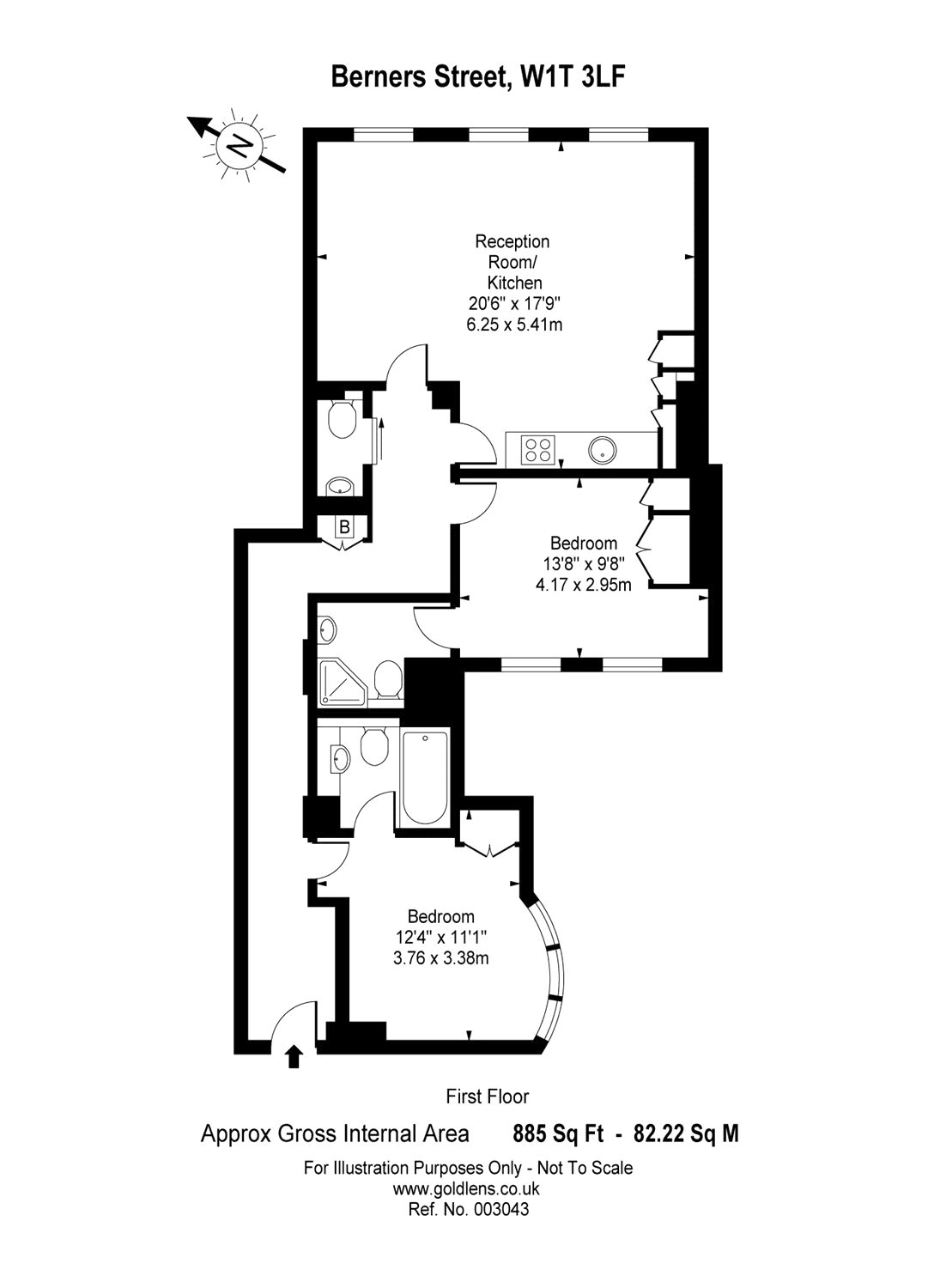 Flat 2, 5, Berners Street, London floorplan