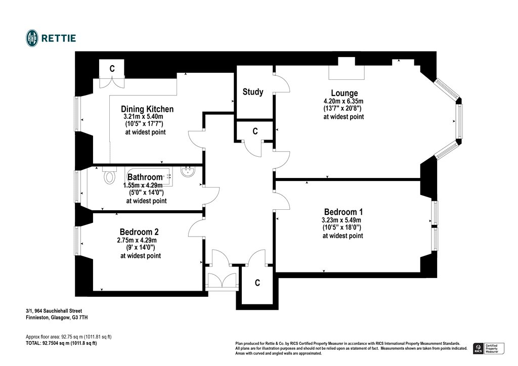 Sauchiehall Street, Kelvingrove, Glasgow G3, 2 bedroom flat for sale