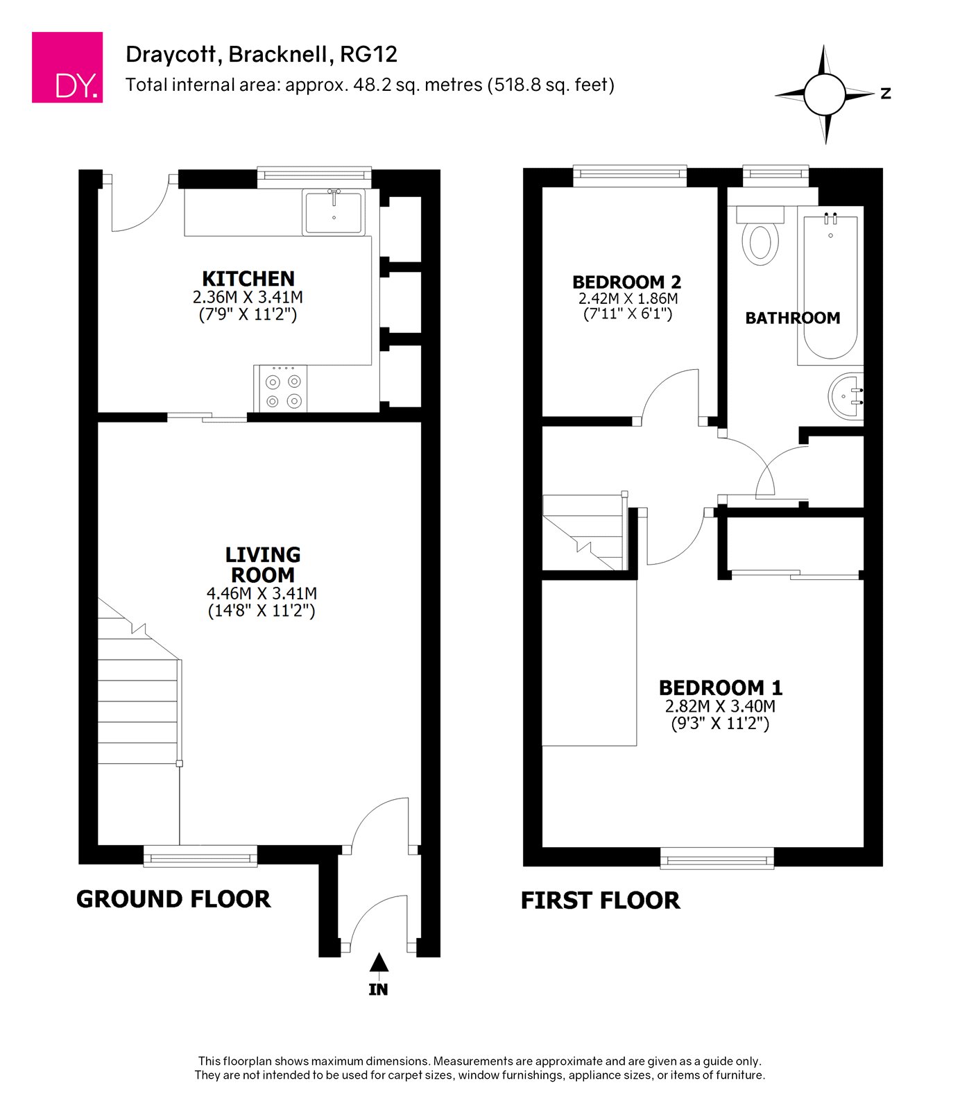 Draycott, Bracknell, Berkshire RG12, 2 bedroom terraced house to rent