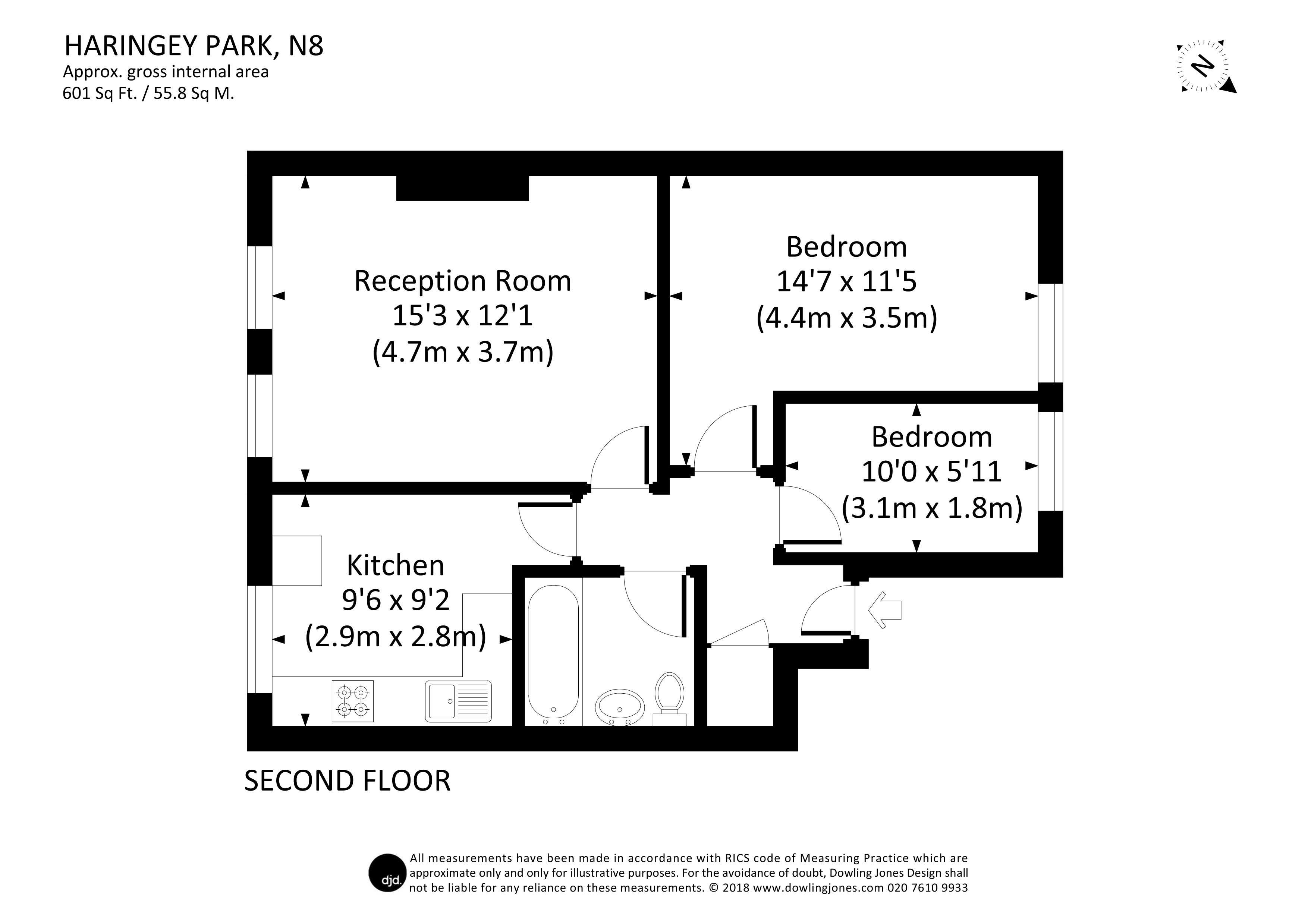 2 Bedrooms Flat to rent in Haringey Park, London N8