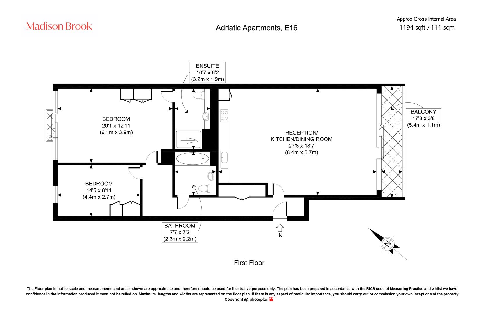Flat 96, Adriatic Apartments, Royal Victoria Dock floorplan