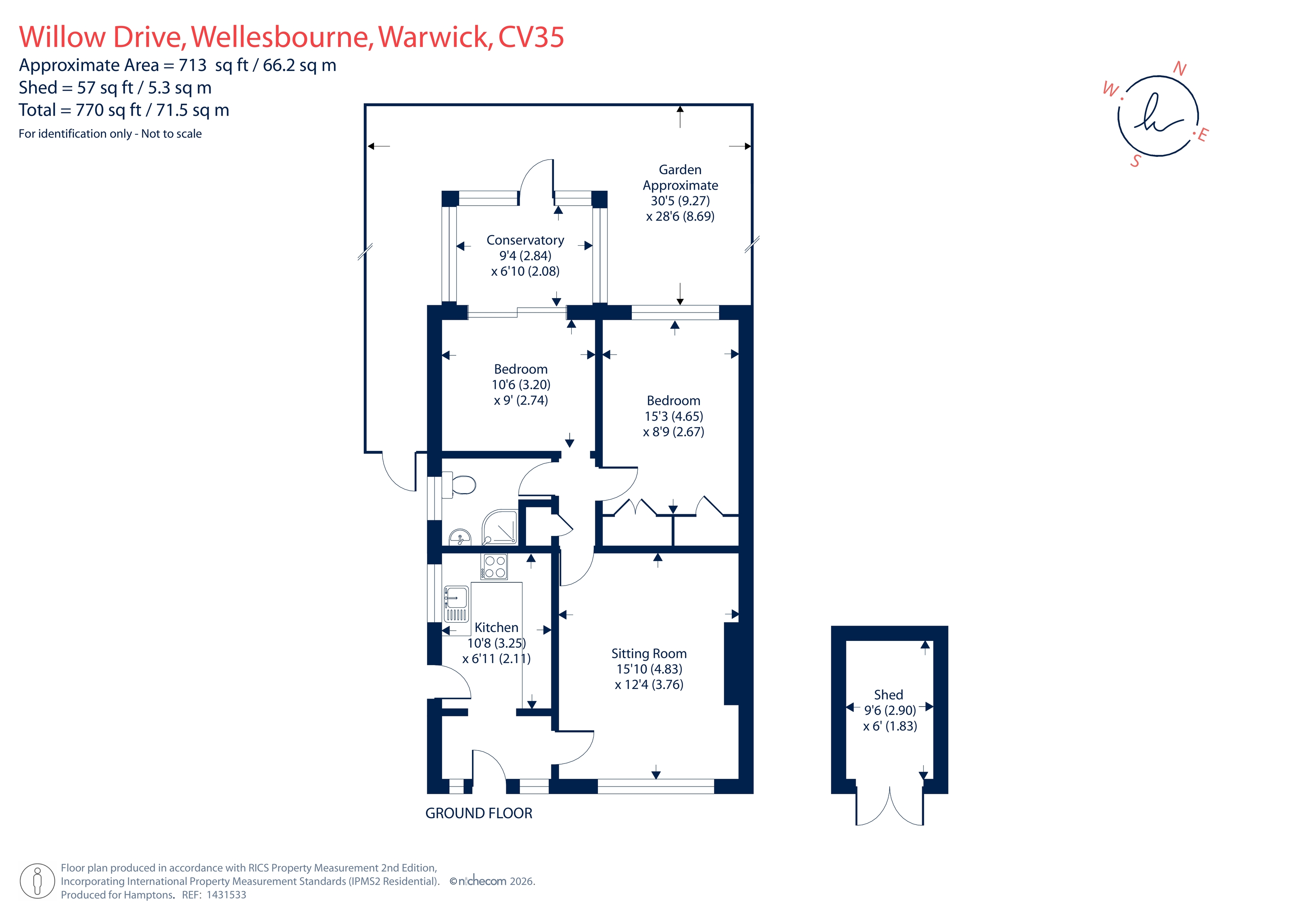 61, Willow Drive, Wellesbourne floorplan
