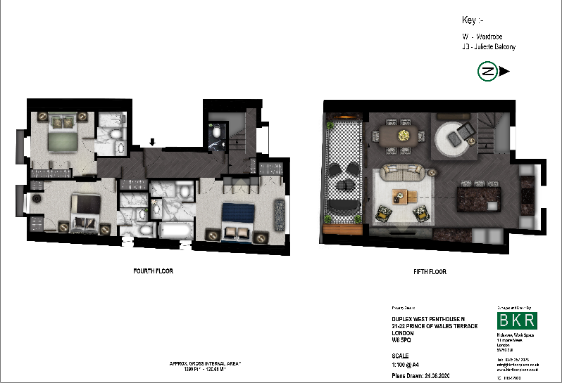 Flat 12, Penthouse West, 21-22, Prince of Wales Terrace, Kensington floorplan