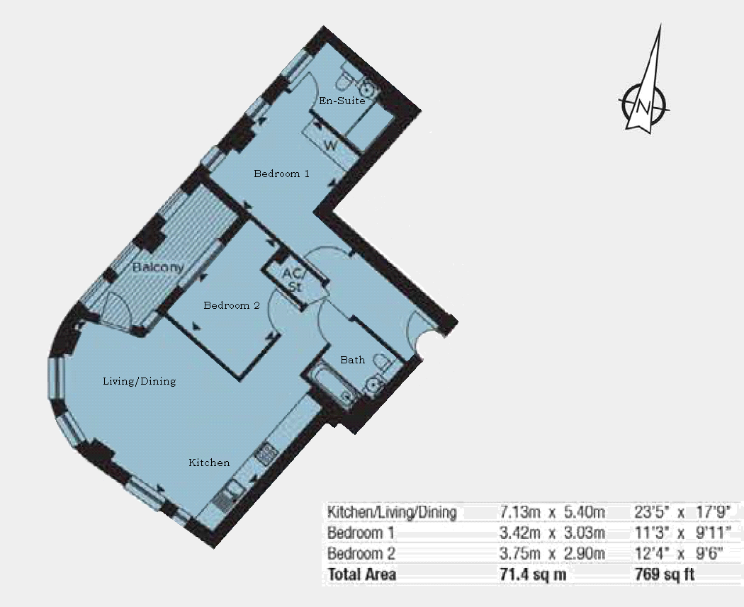 2 Bedrooms Flat to rent in Roosevelt Tower, 18 Williamsburg Plaza, London E14