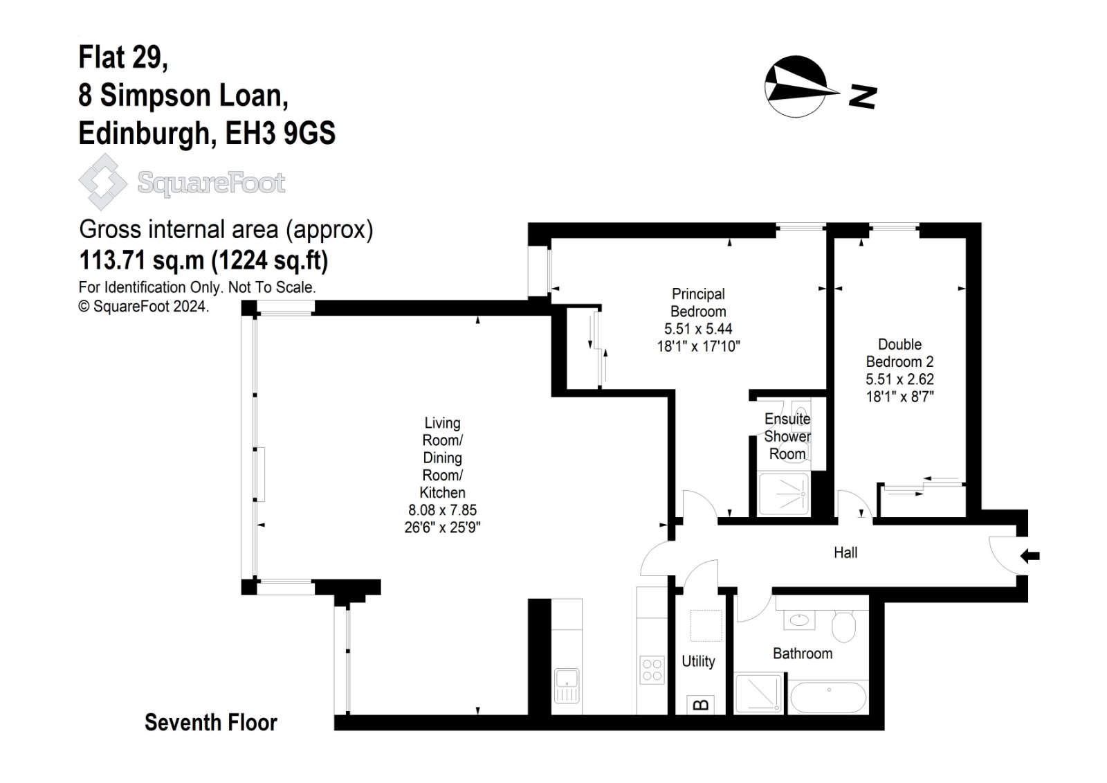 Flat 29, 8 Simpson Loan, Edinburgh, Midlothian EH3, 2 bedroom flat for