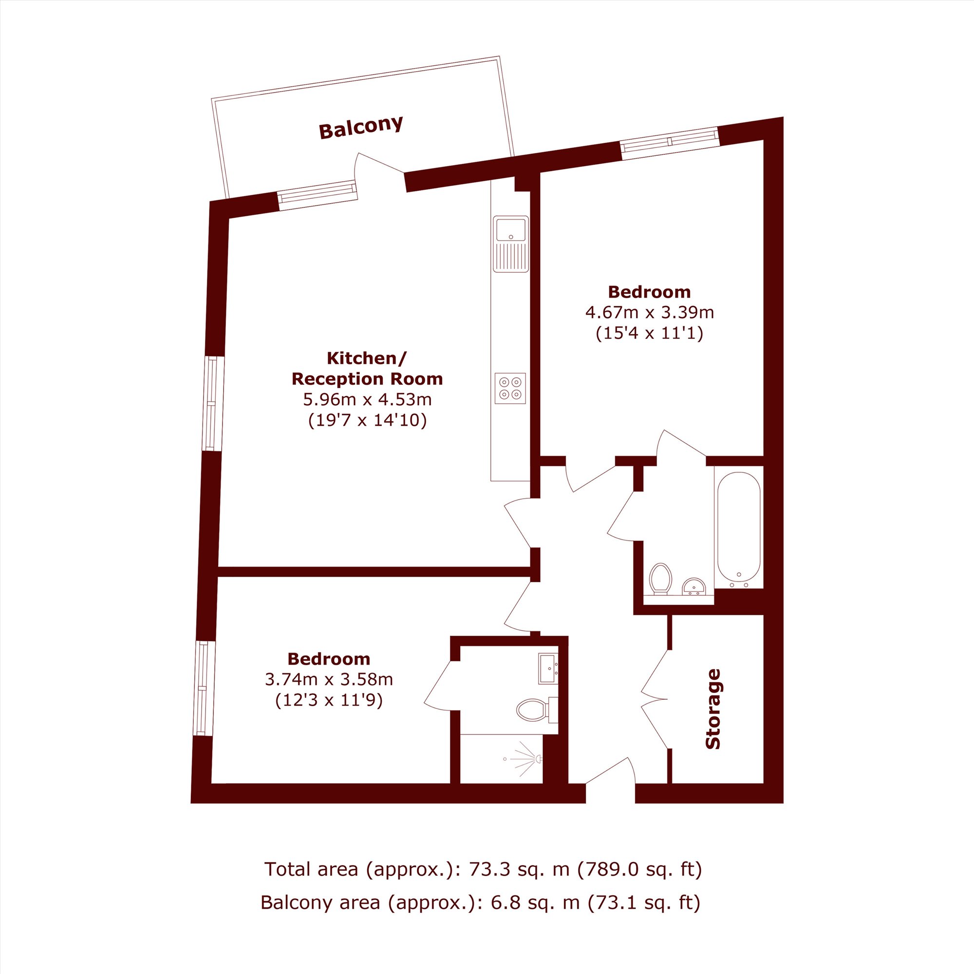 Flat 201 Kington House, 14, Bowen Drive, London floorplan