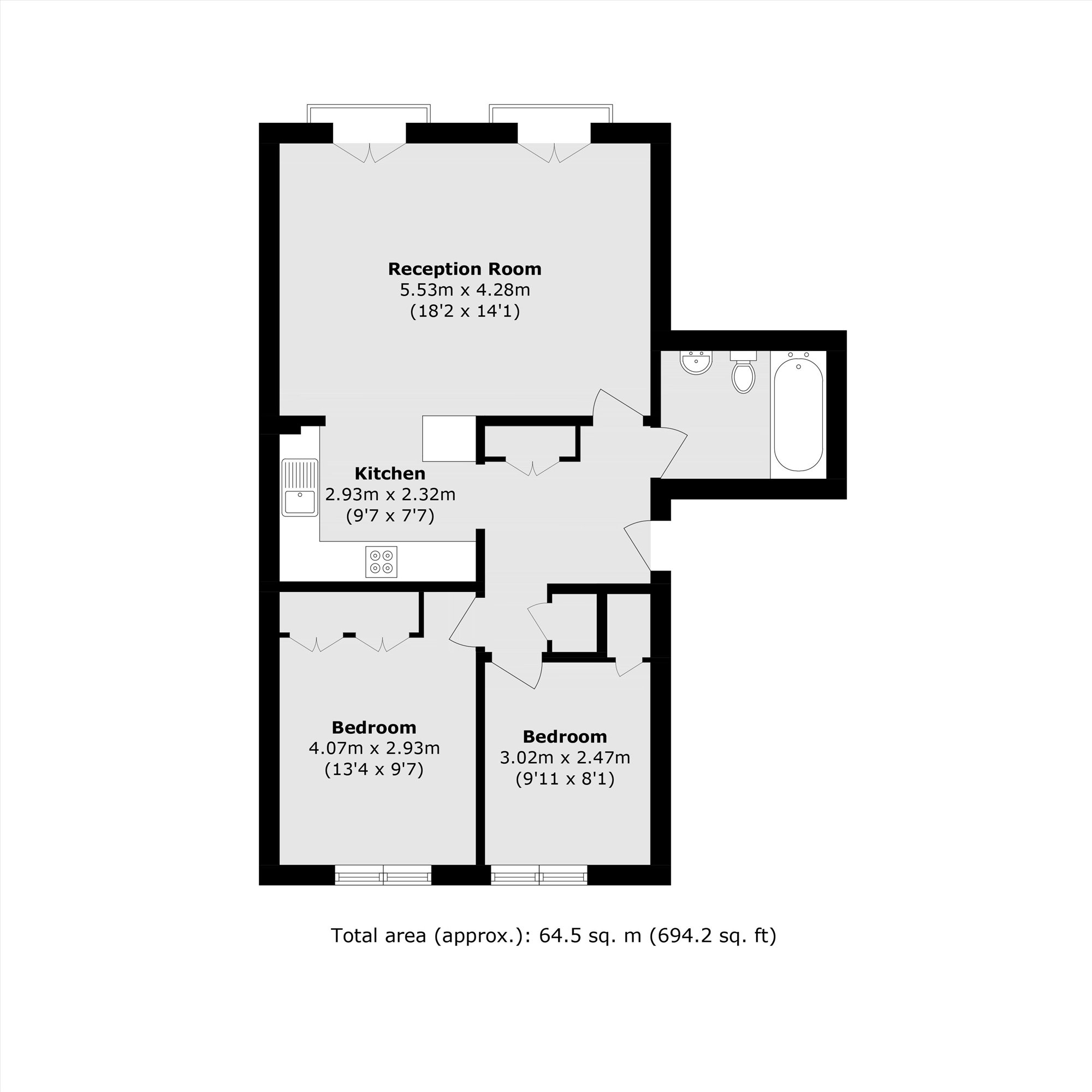 Flat 2-22, Kempton Court, 2, Durward Street, London floorplan