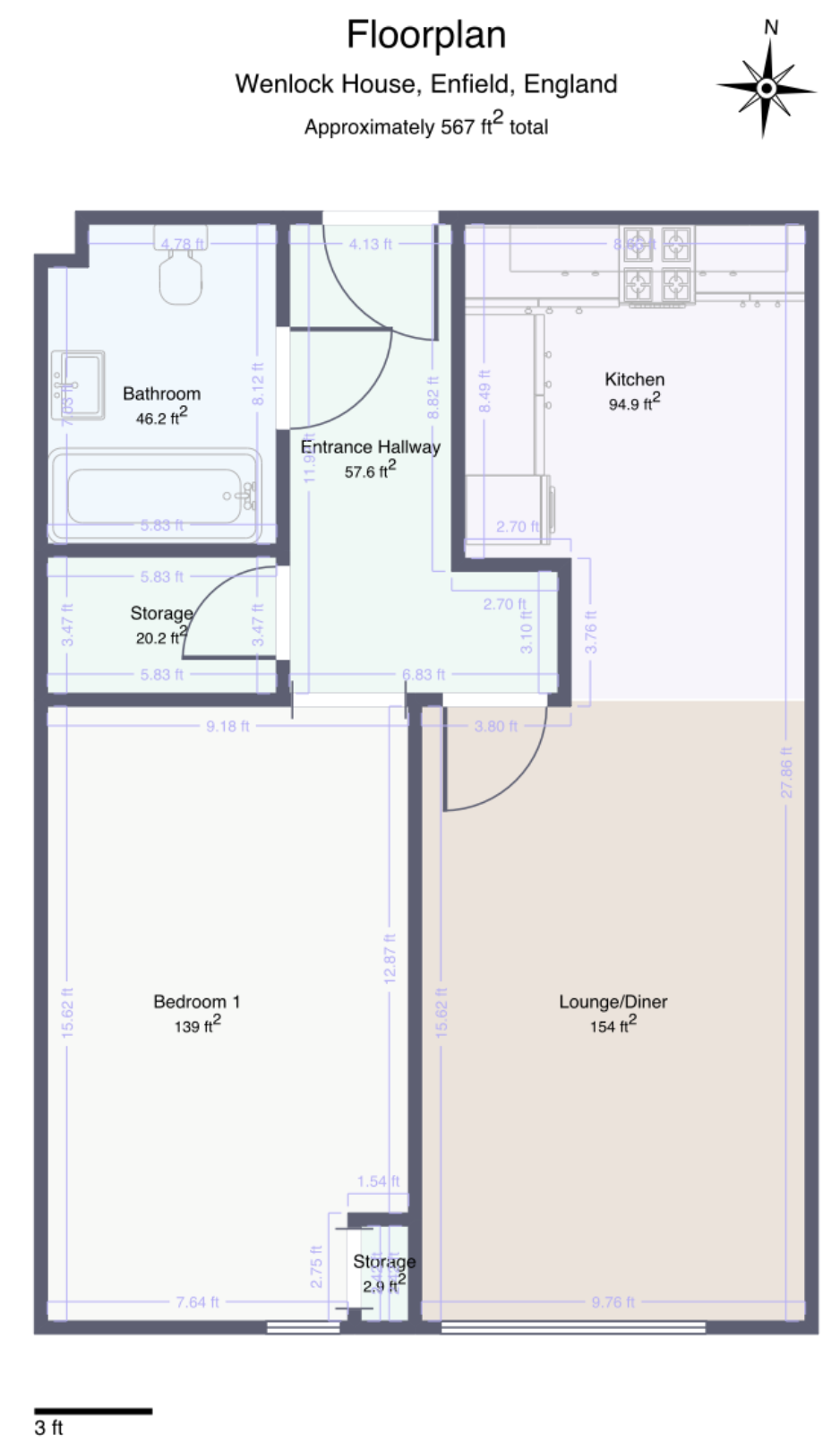 Flat 26, Wenlock House, 33, Eaton Road, Middlesex floorplan