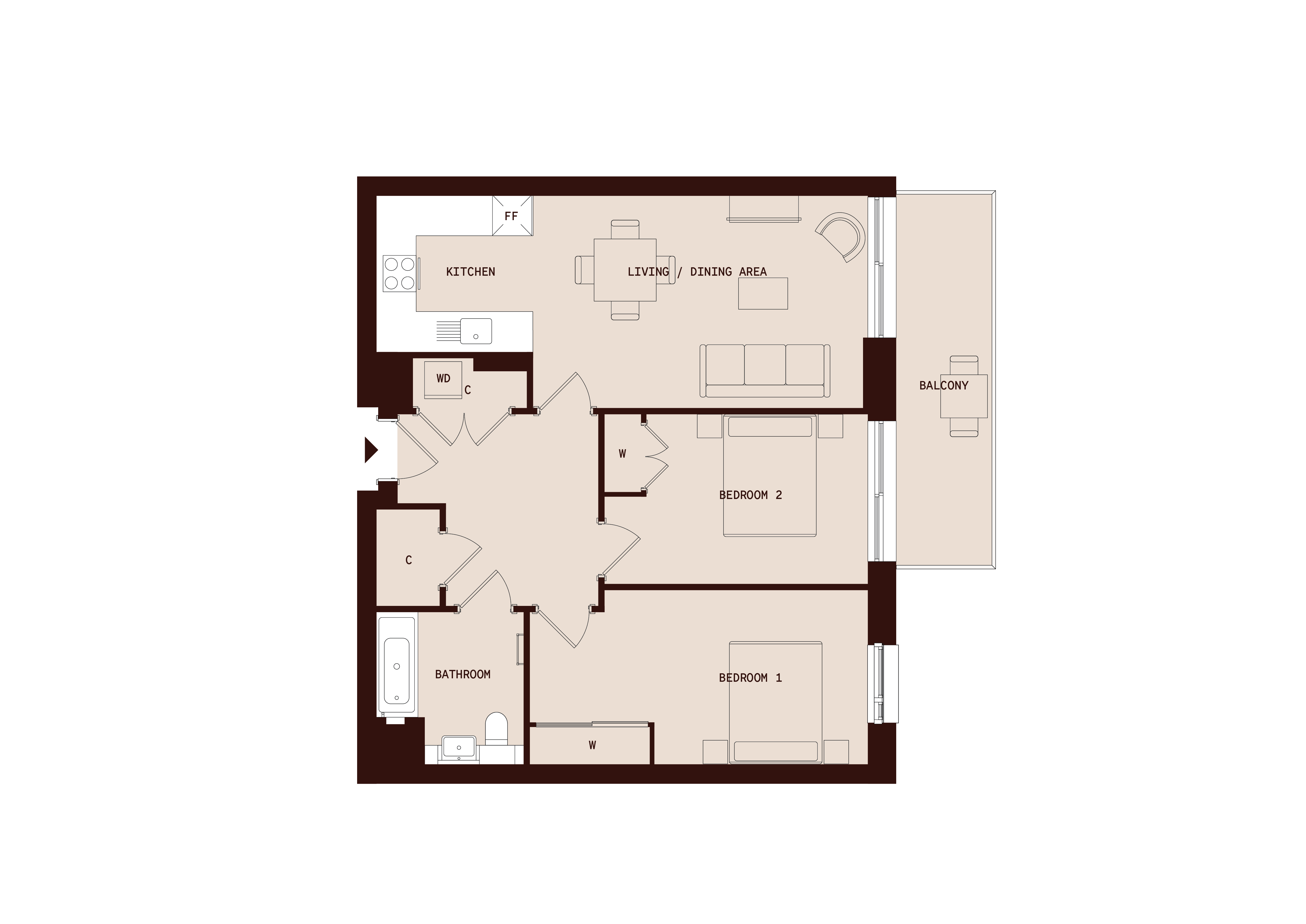 Flat 124, Dovecote House, 19 Beaufort Square, Colindale floorplan