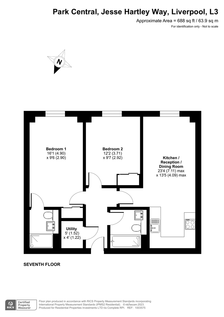 Apartment 707 Park Central, 11, Jesse Hartley Way, Liverpool floorplan