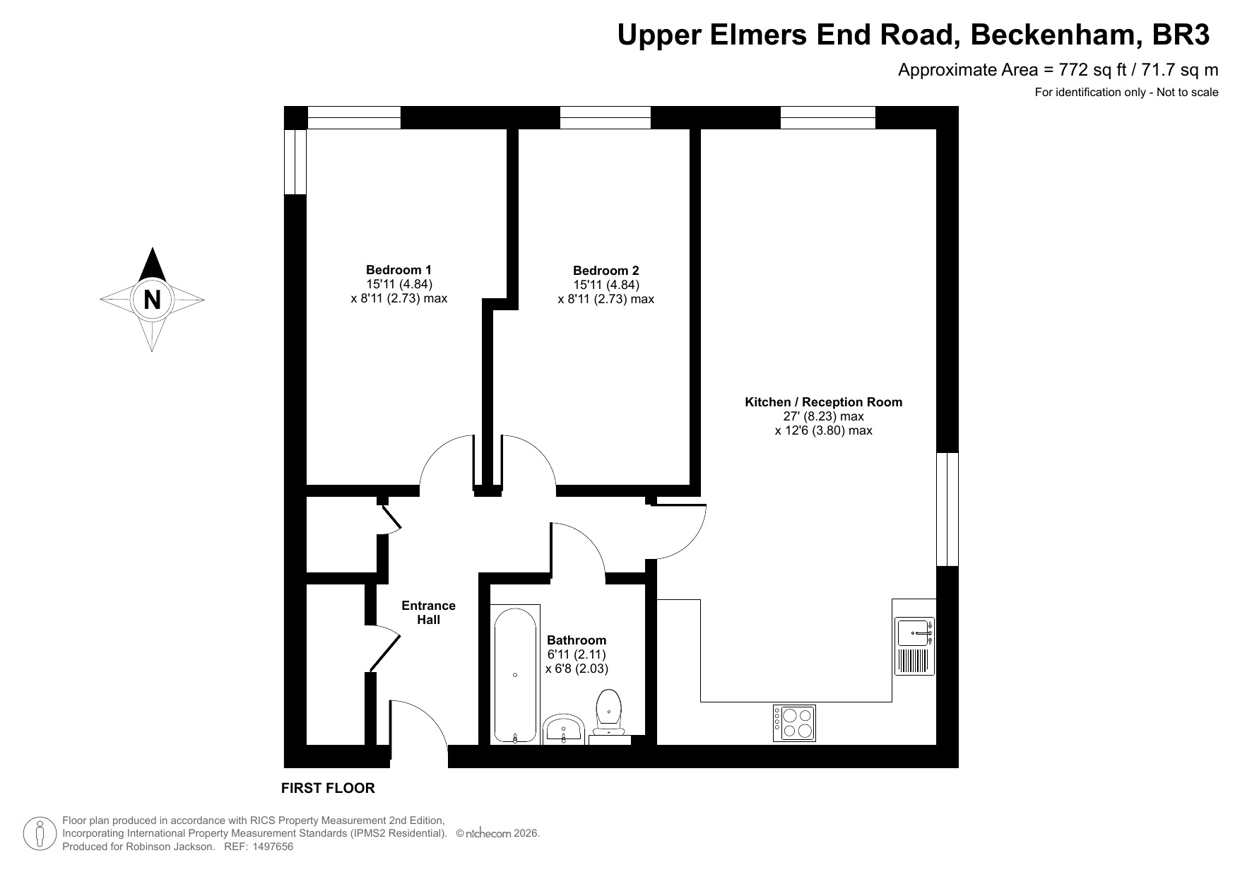 Flat 6 Standcumbe Court, 166, Upper Elmers End Road, Kent floorplan