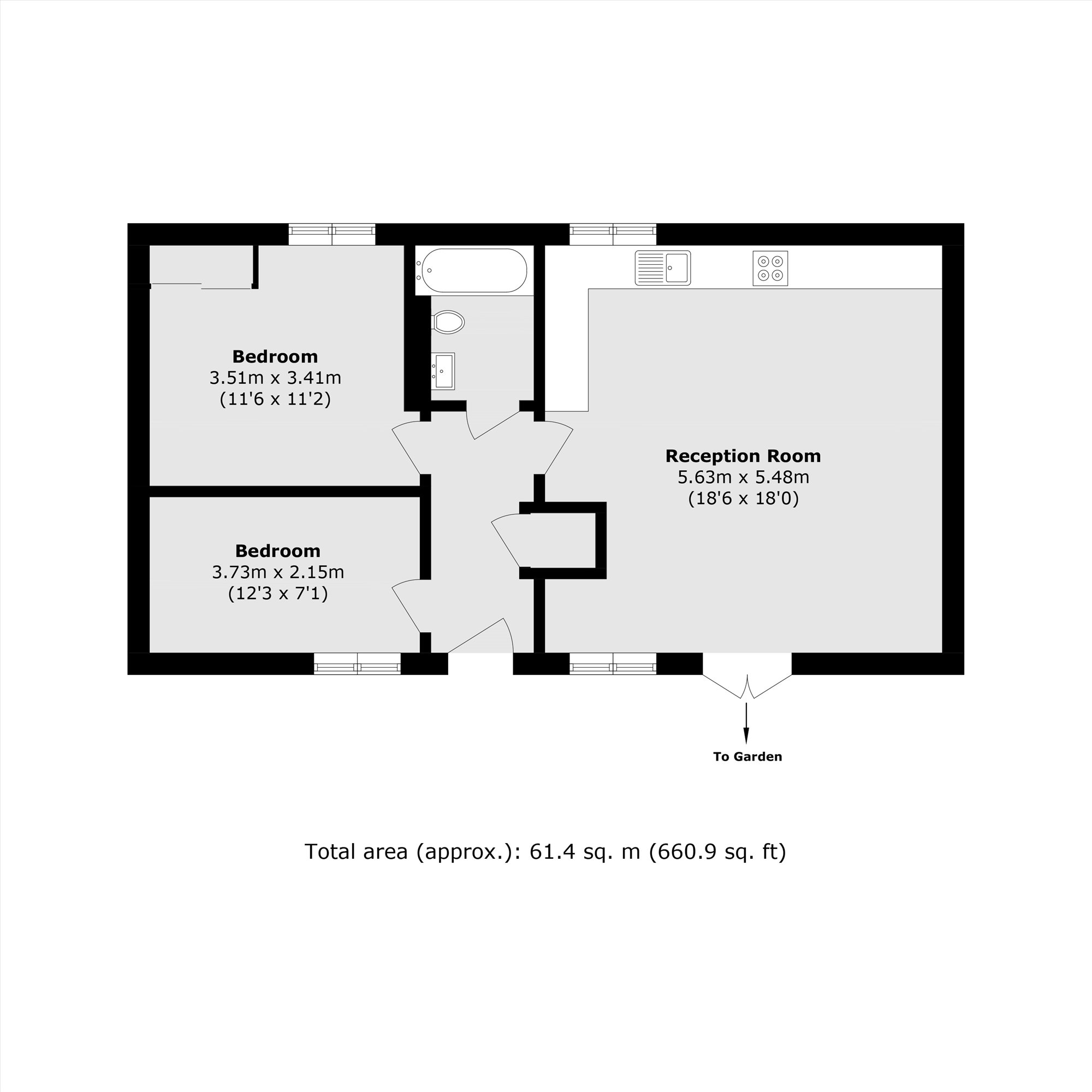 Flat 1, Chaucer House, 22-24, Caxton Road, London floorplan