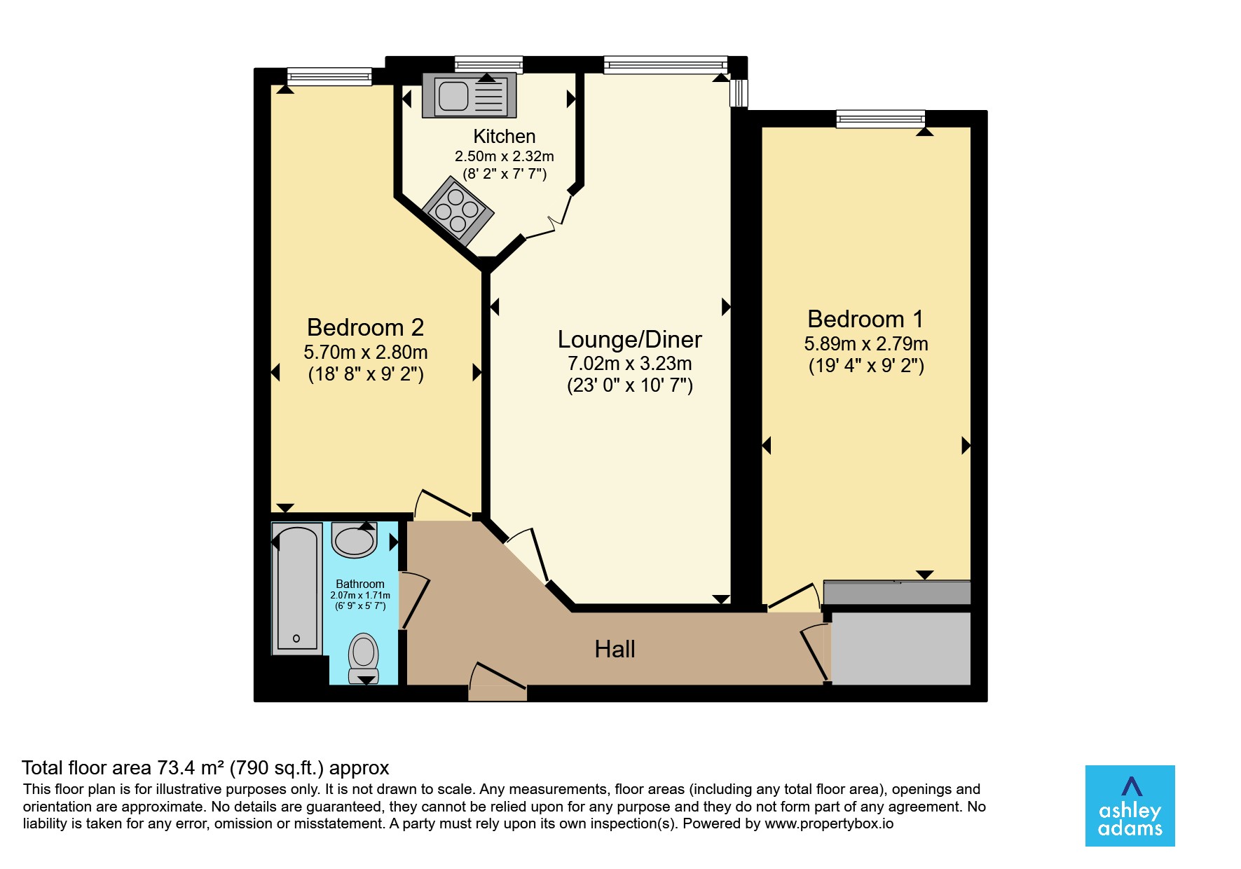 Flat 23, Hawthorn Court, 27, Kedleston Road, Derby floorplan