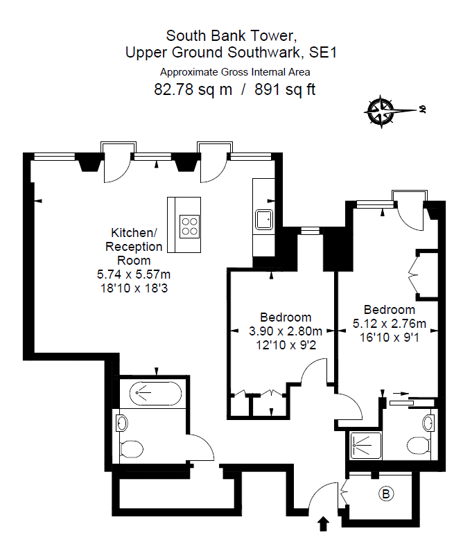 2 Bedrooms Flat to rent in South Bank Tower, 55 Upper Ground SE1