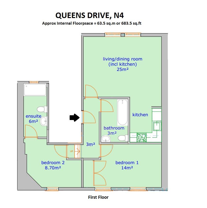 2 Bedrooms Flat to rent in Queens Drive, London N4