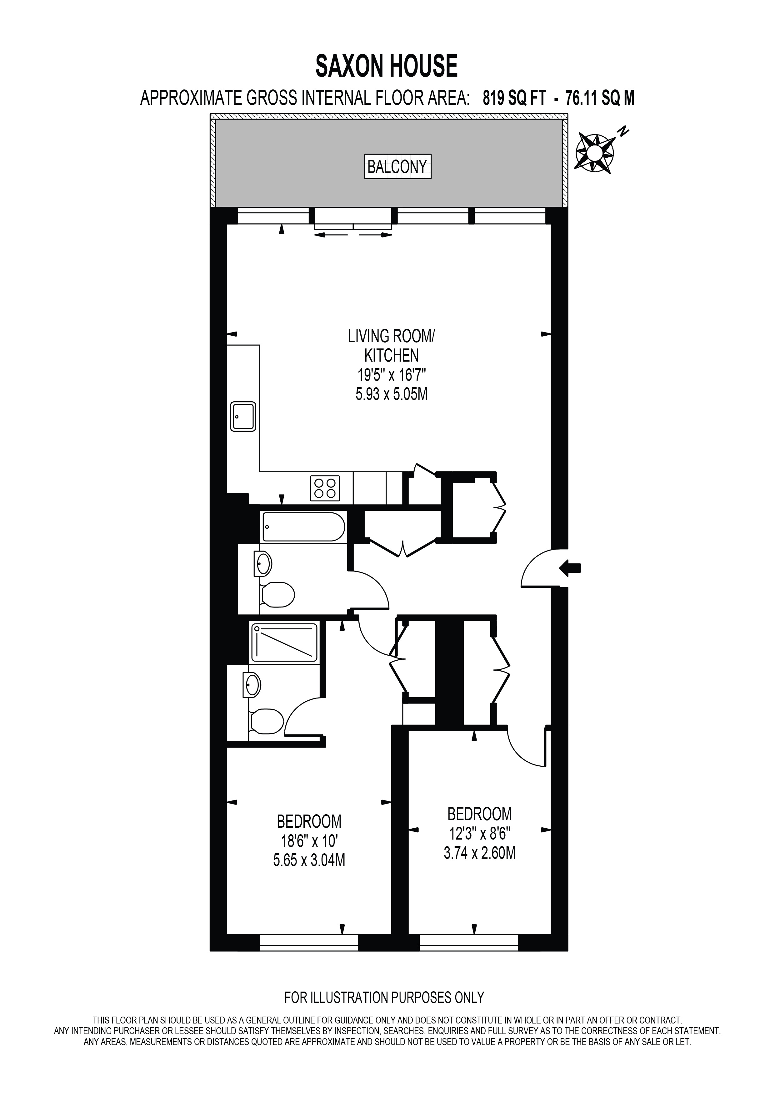 36 Saxon House 1, Parkland Walk, London floorplan