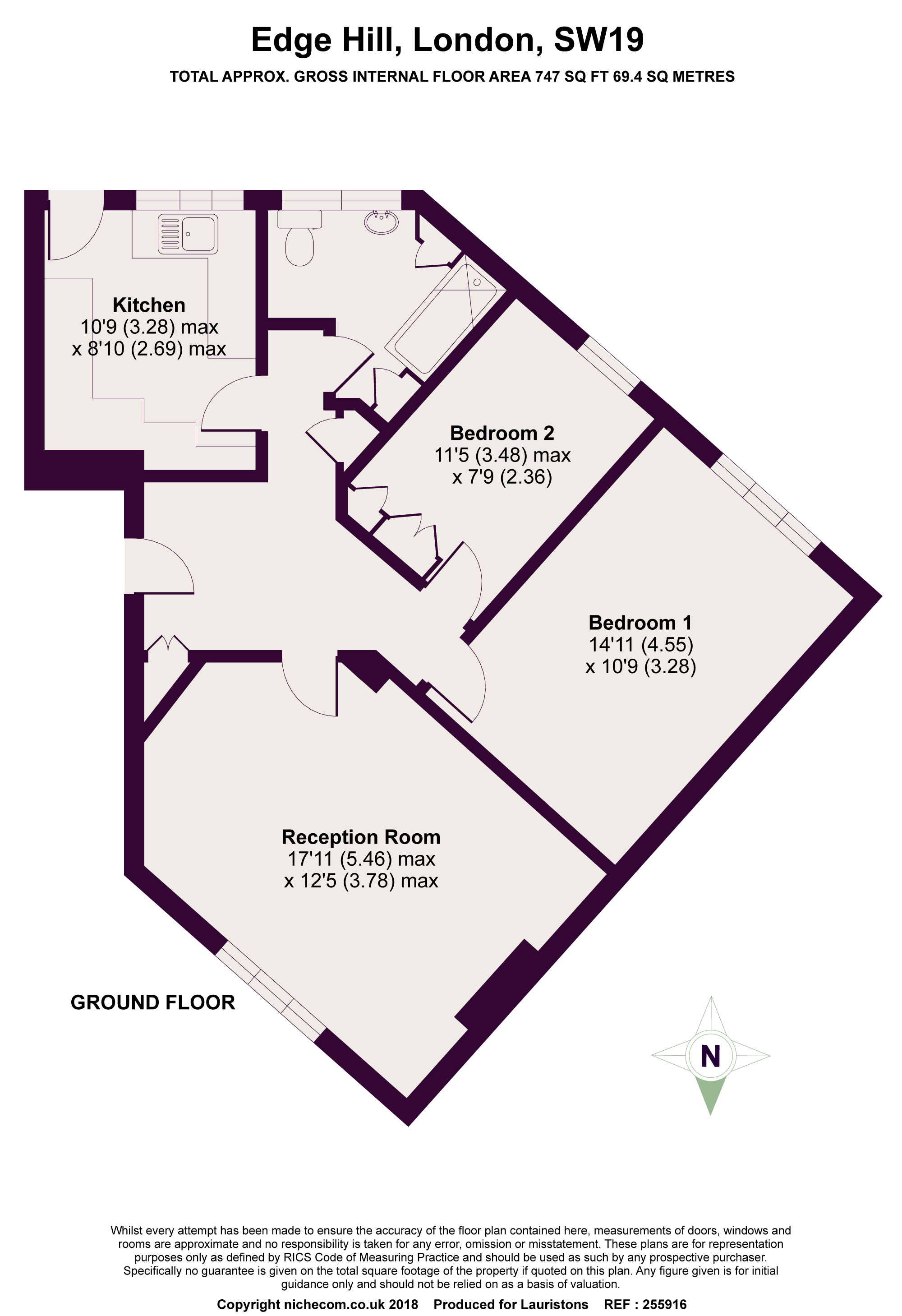 2 Bedrooms Flat to rent in Edge Hill Court, London SW19