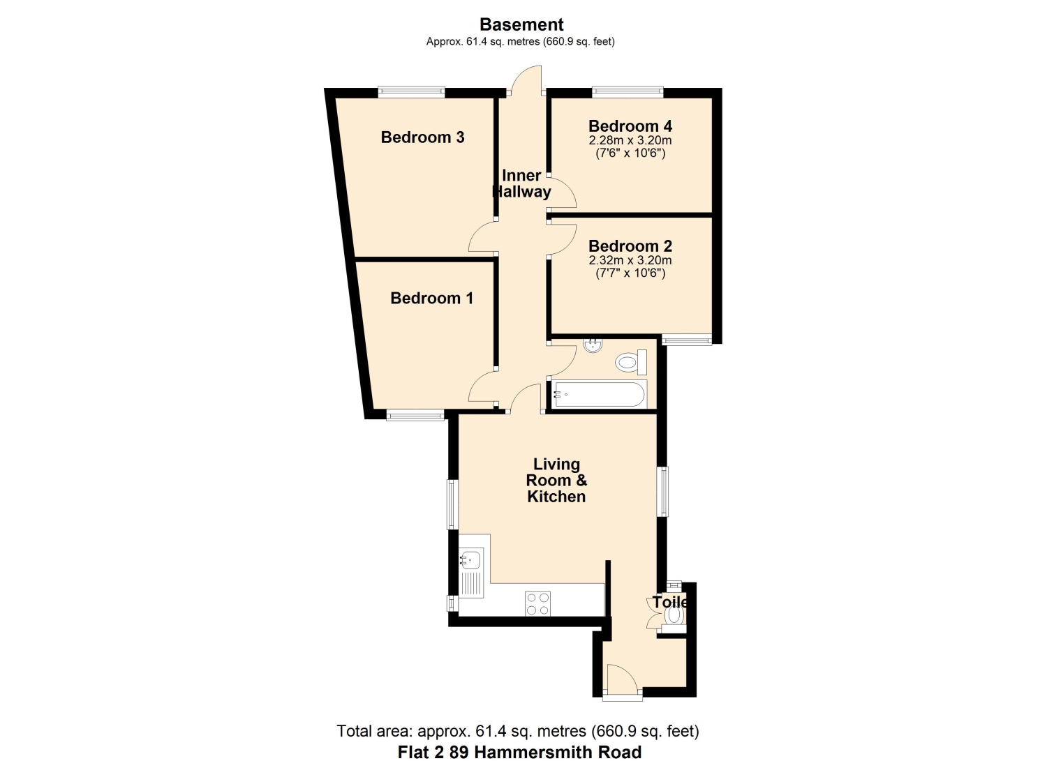 Flat 2, 89A Hammersmith Road, London floorplan