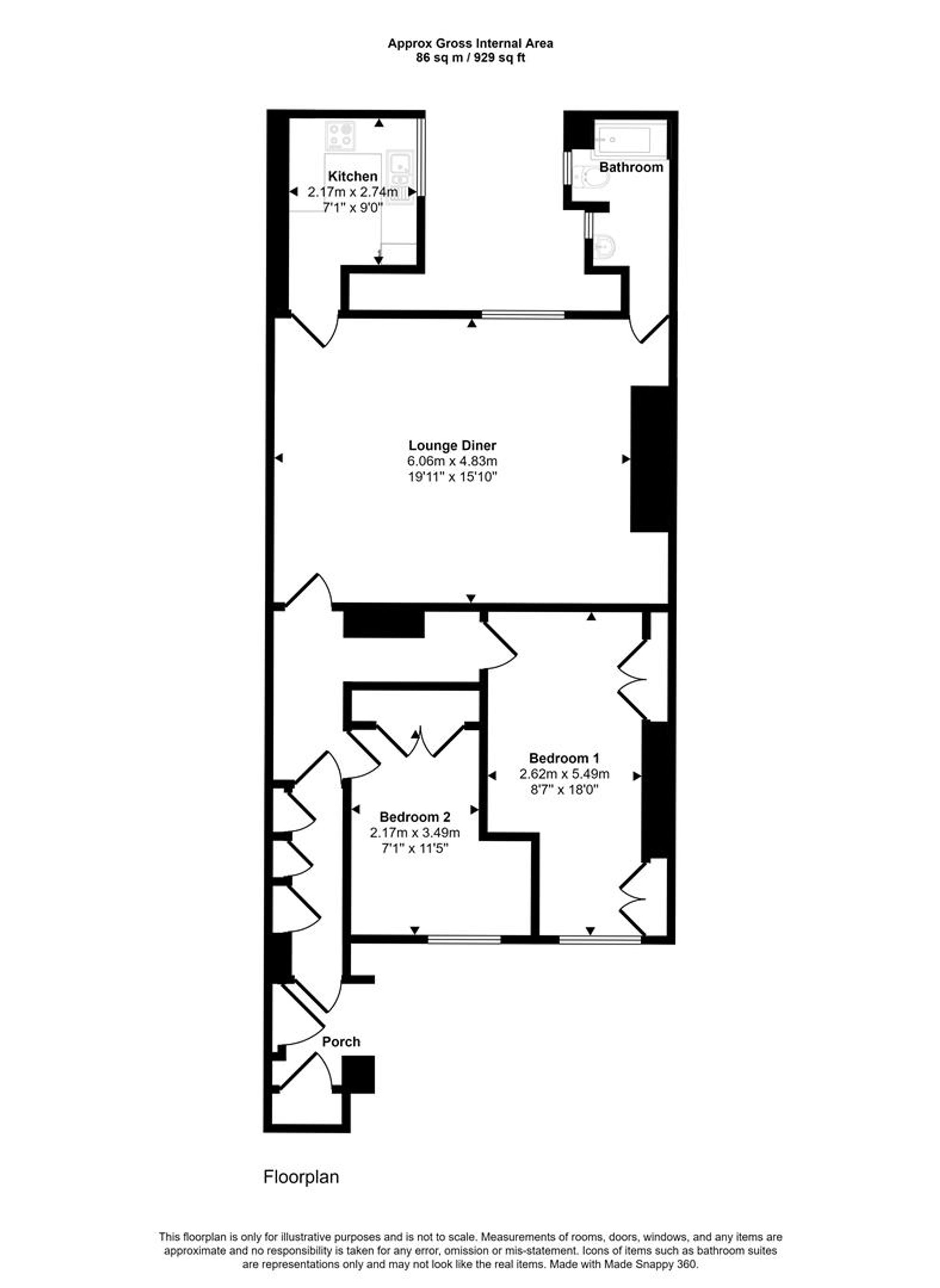 Basement Flat, 12 West Mall, Bristol floorplan