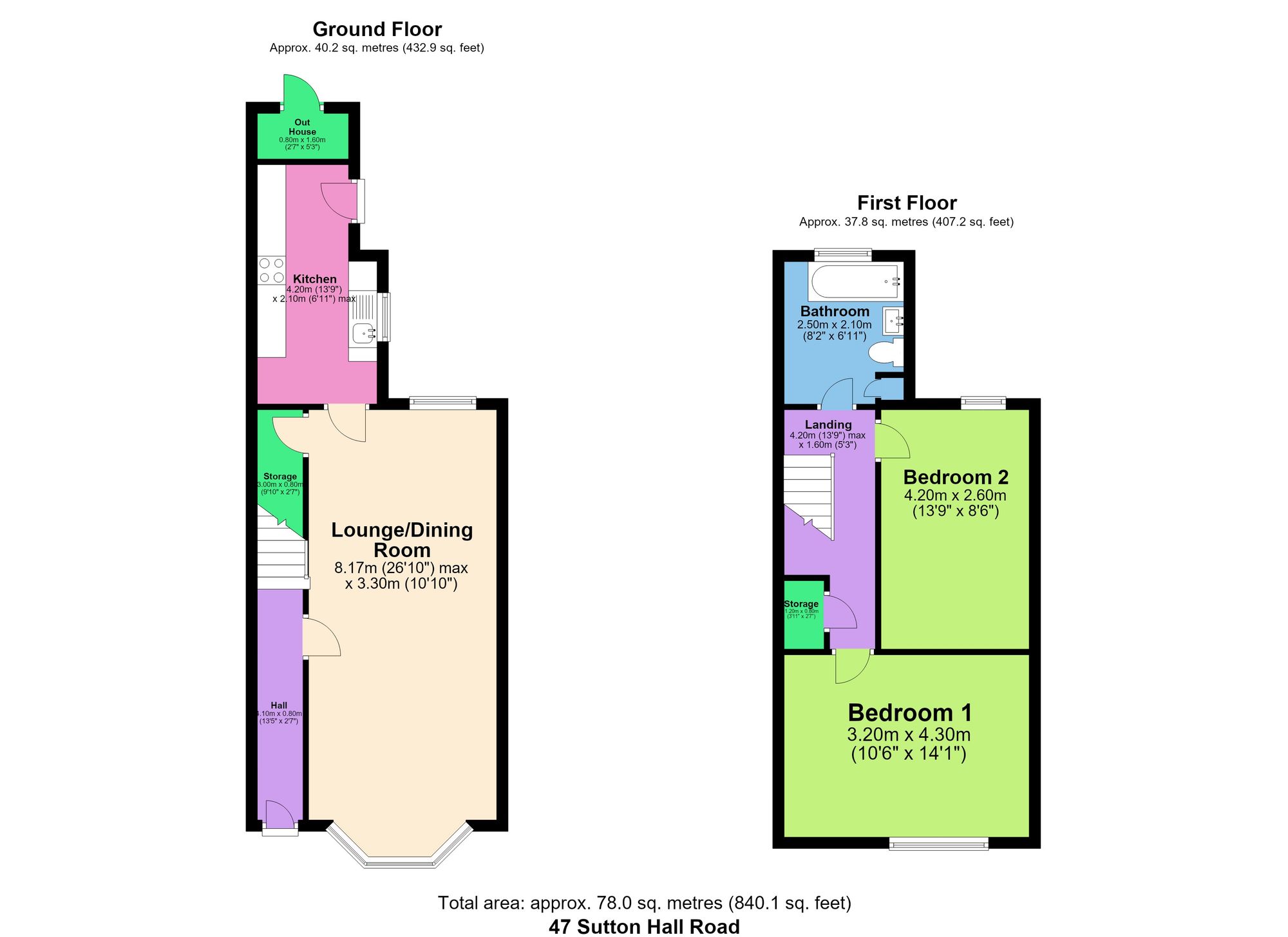 47 Sutton Hall Road, Chesterfield floorplan
