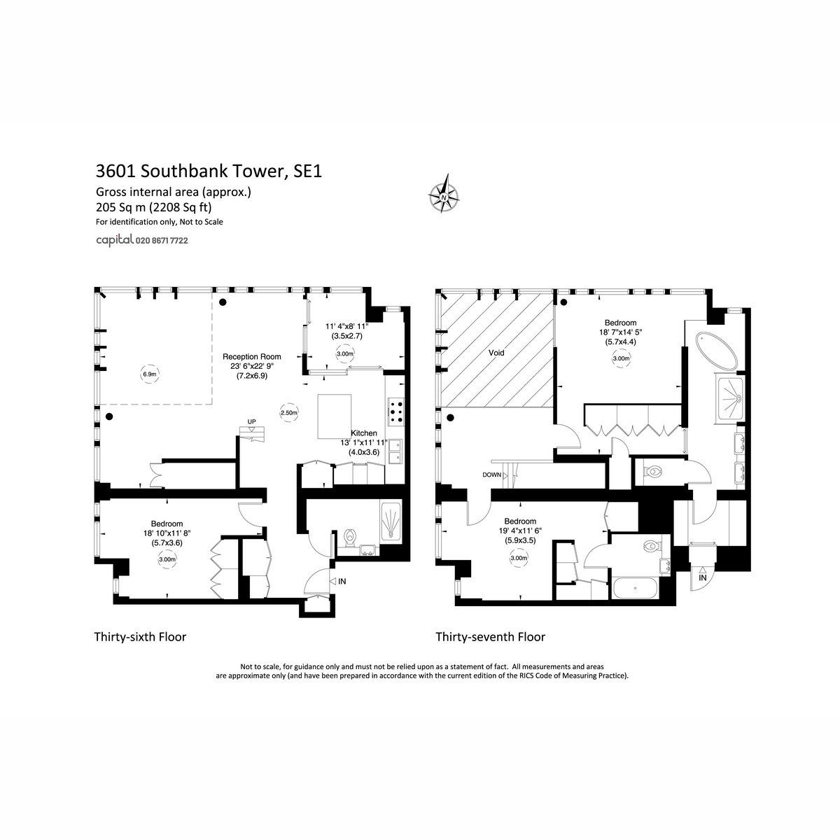 Flat 3601, 55, Upper Ground, London floorplan