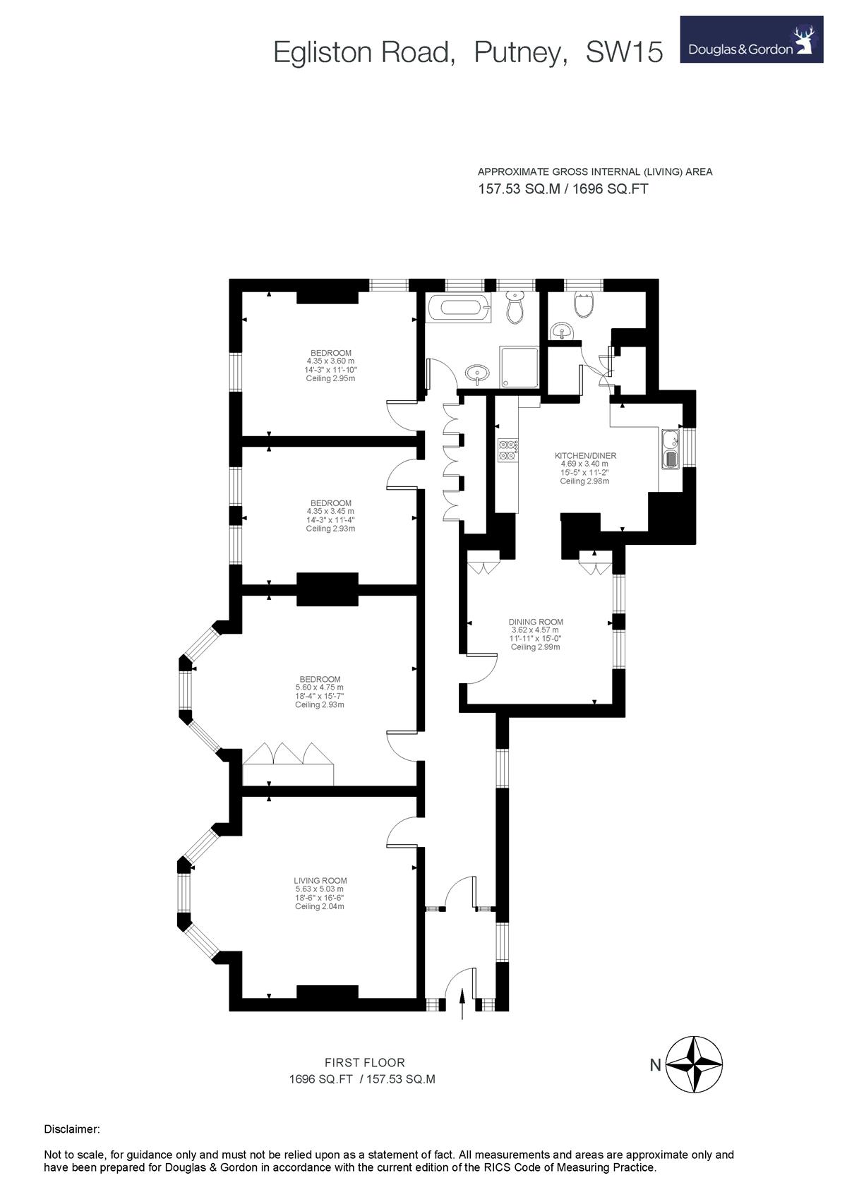 3 Bedrooms Flat for sale in Egliston Road, London SW15