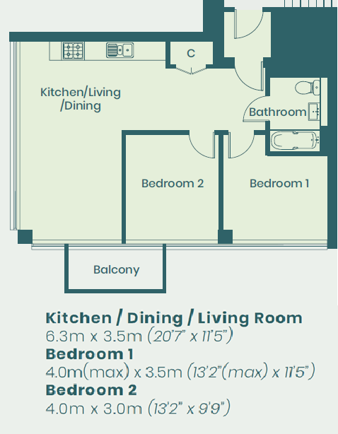 Flat 83, Milton Keynes floorplan