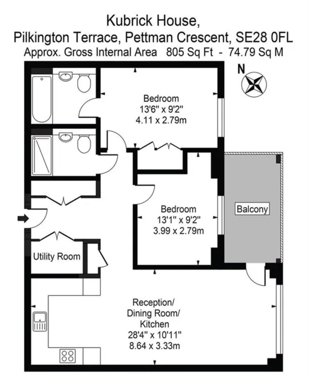Flat 804 Kubrick House 2, Pilkington Terrace, London floorplan