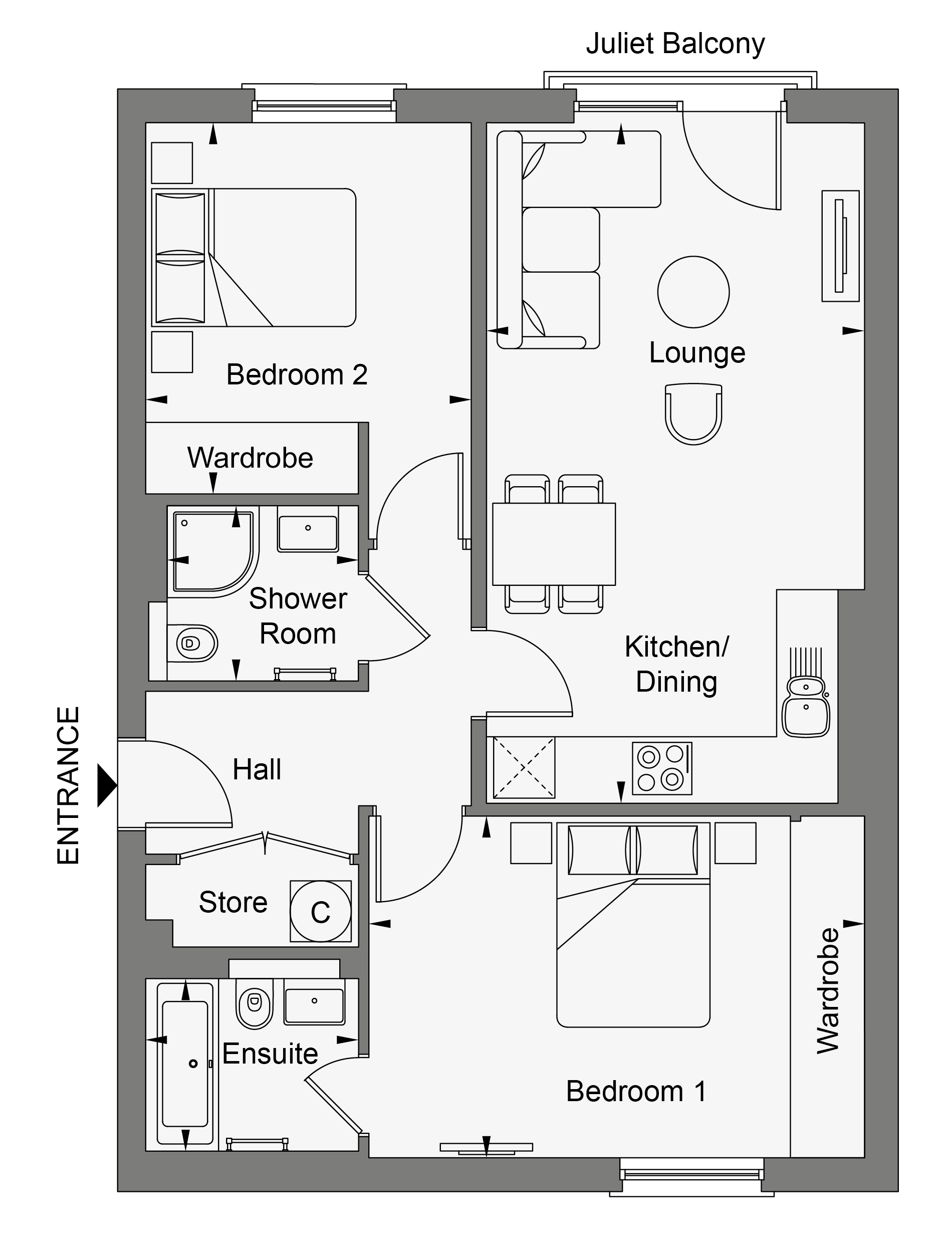 Apartment C3 - Level 1, Apartment C3 - Level 1, The Waterside at Quay West, Douglas  floorplan