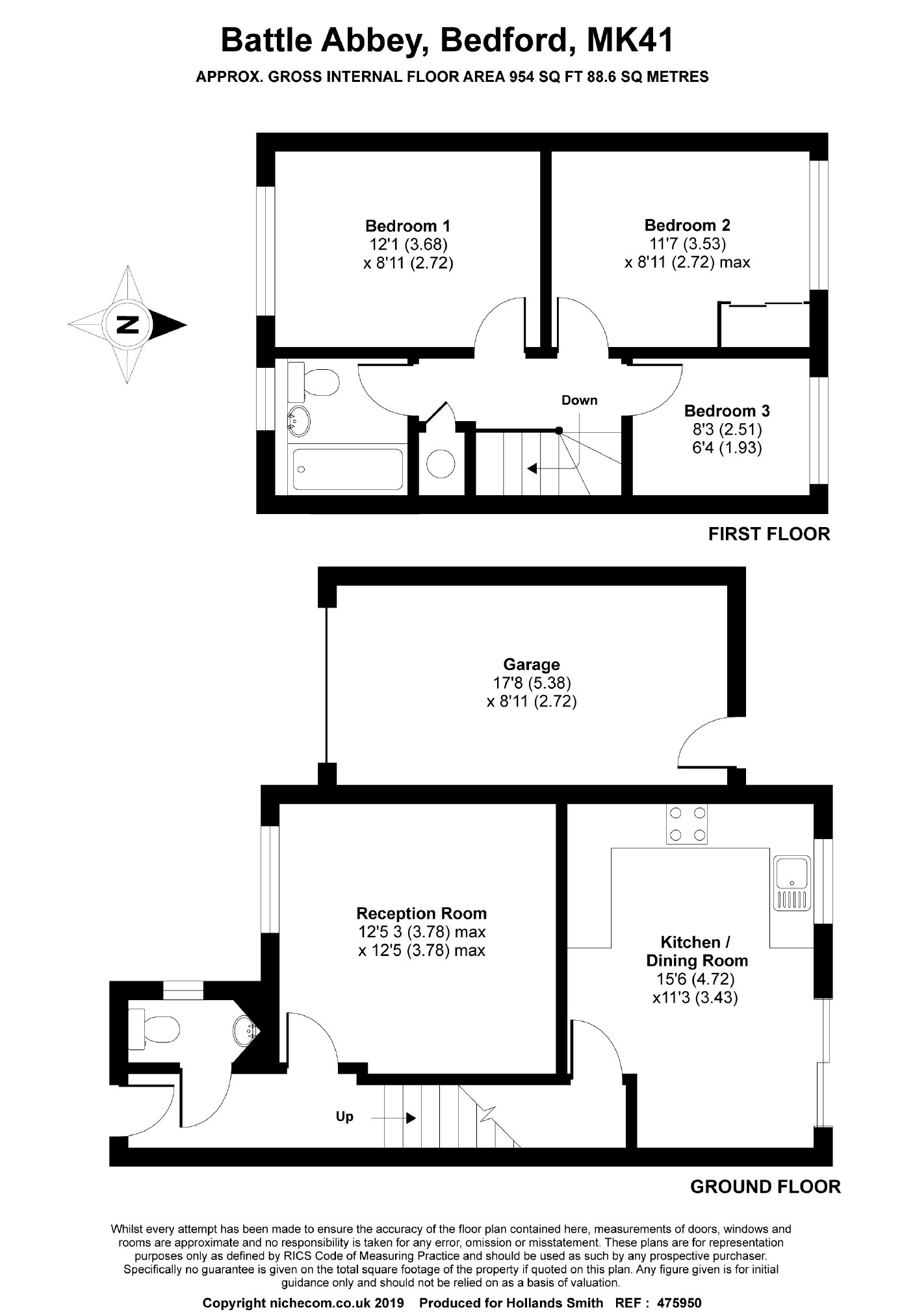 3 Bedrooms Semi-detached house for sale in Battle Abbey, Bedford MK41