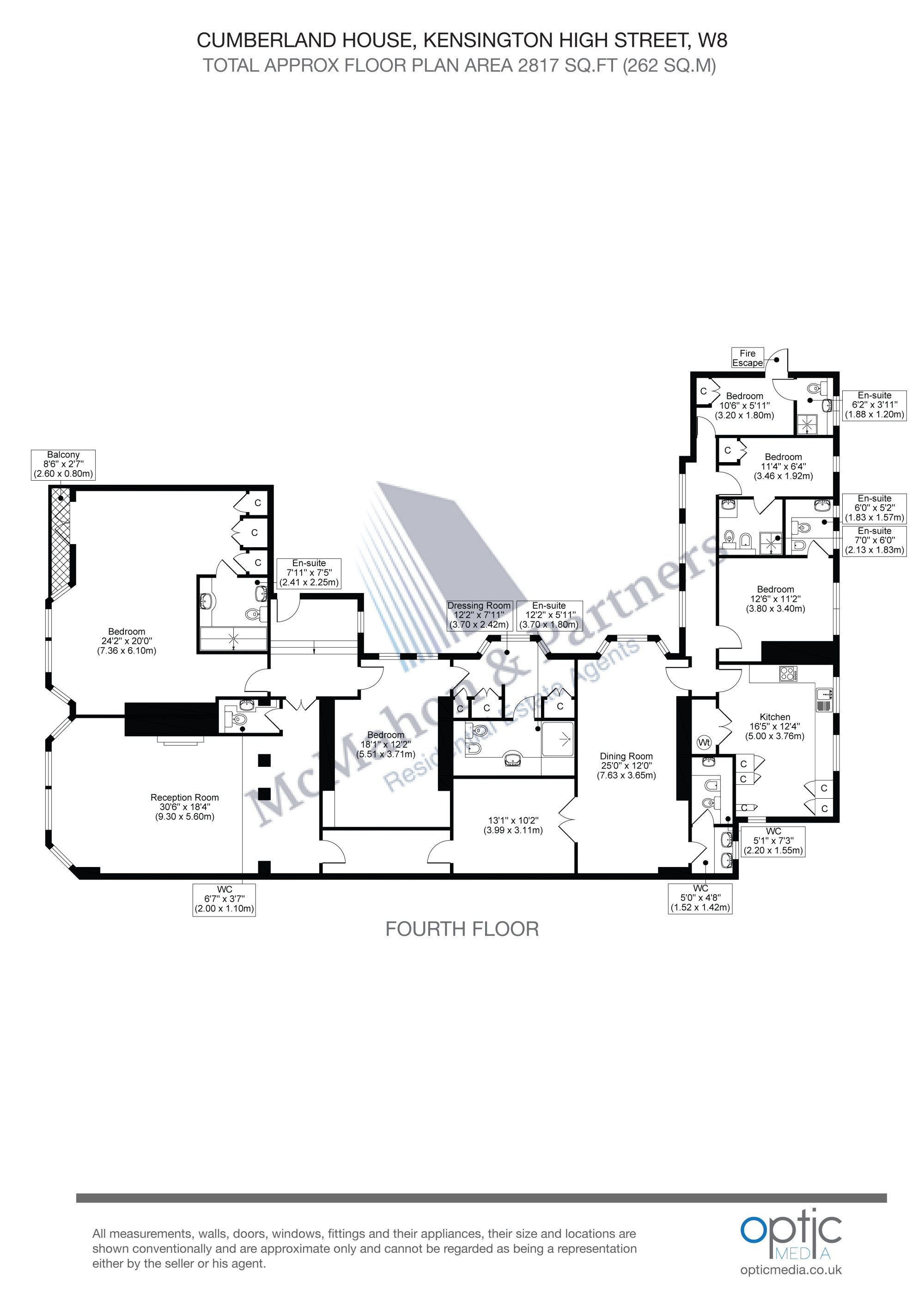 Flat 10 Cumberland House,, Kensington High St, Kensington floorplan