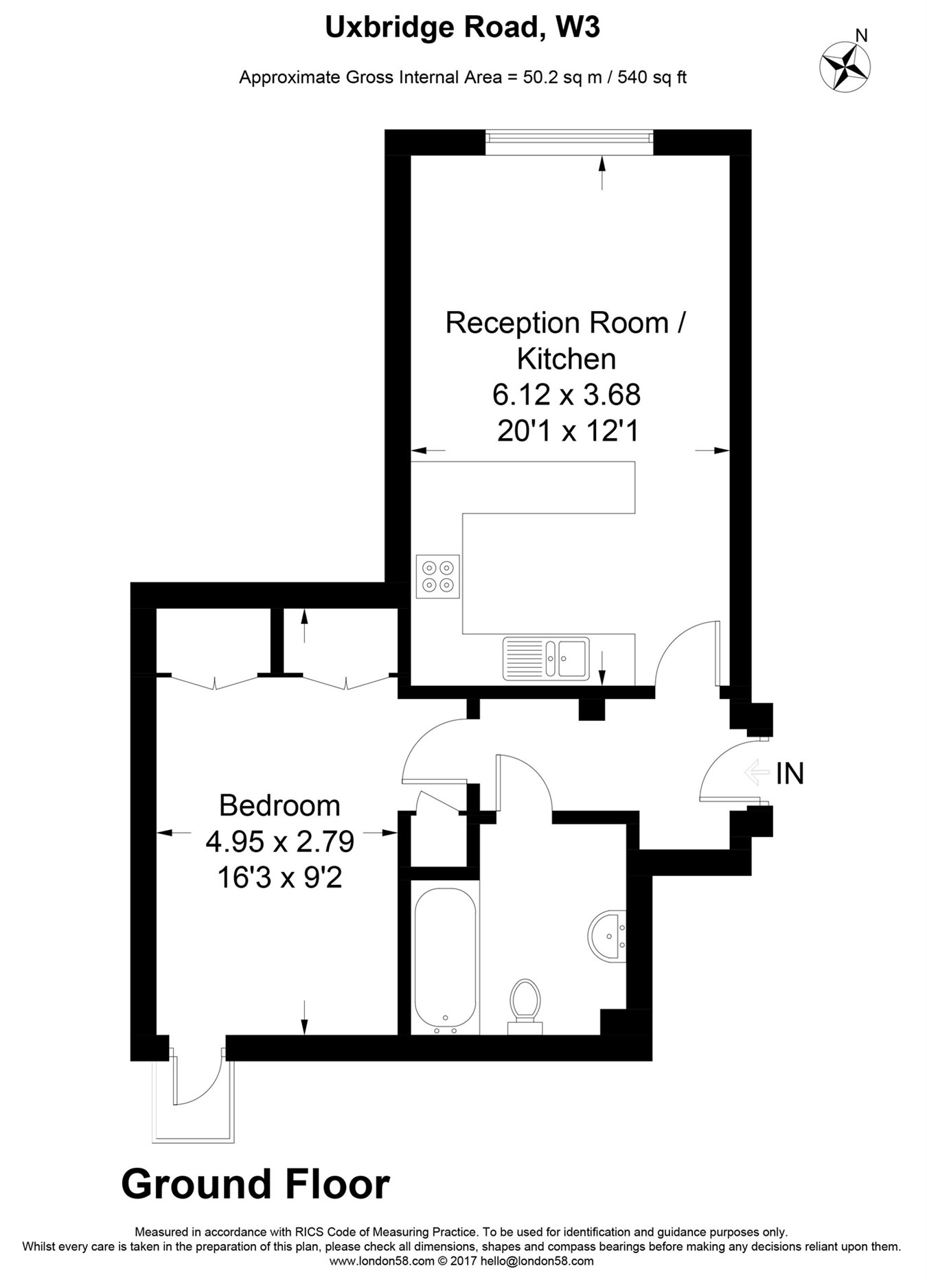 1 Bedrooms Detached house to rent in Flat 15, 353 Uxbridge Road, London W3