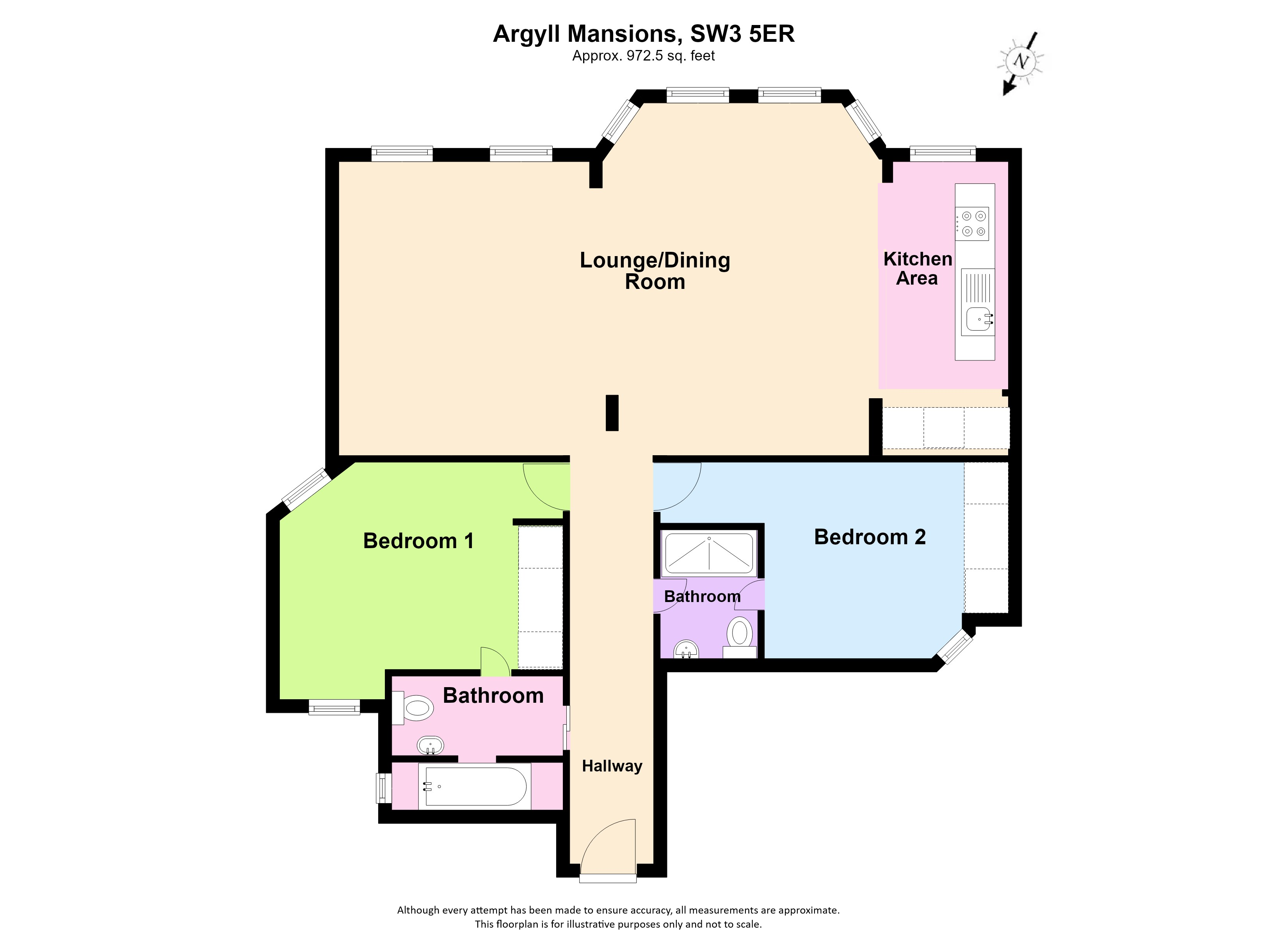 Flat 6 Argyll Mansions, King's Road, Chelsea floorplan
