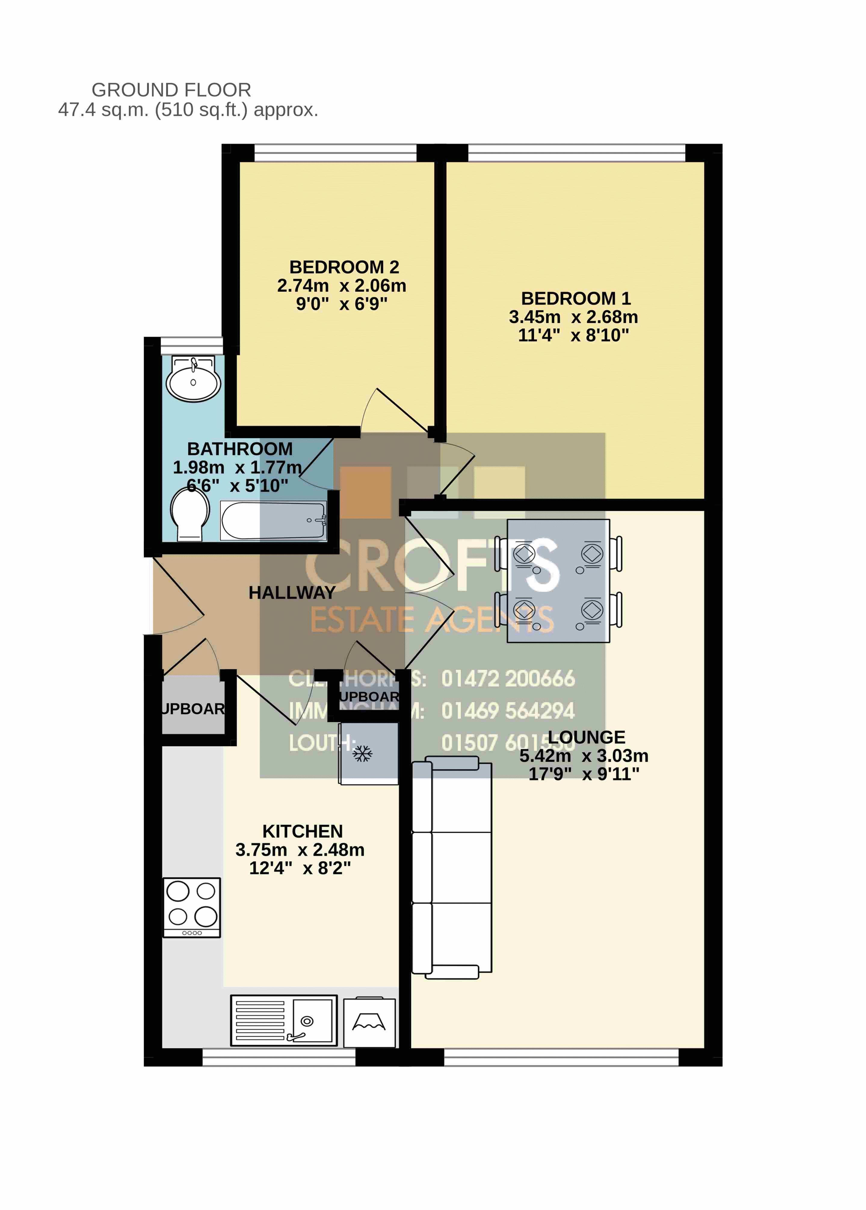 Flat 2 6, Thorgam Court, Grimsby floorplan
