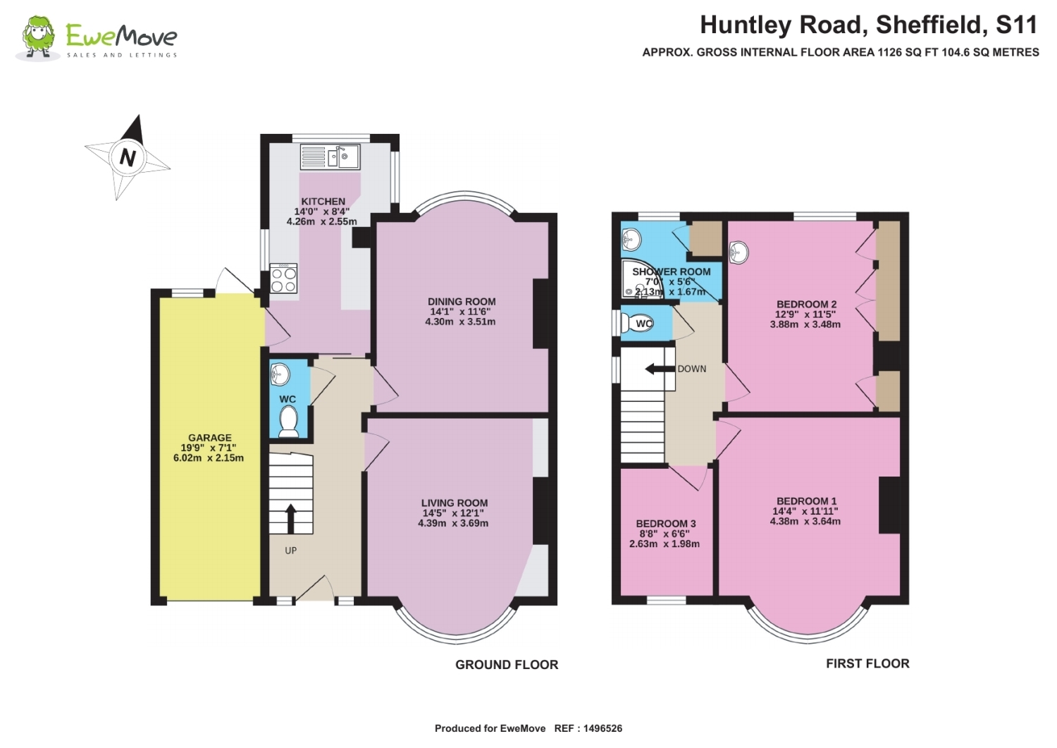 44, Huntley Road, Sheffield floorplan