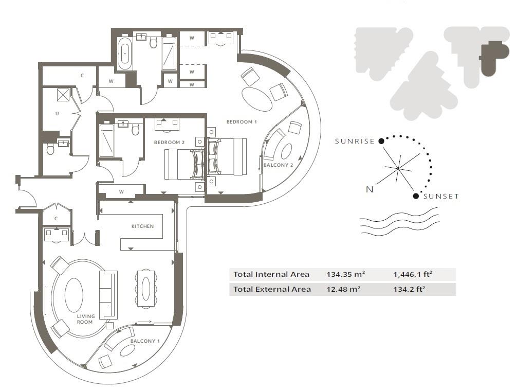 2 Bedrooms Flat to rent in Tower One, The Corniche, Albert Embankment, London SE1