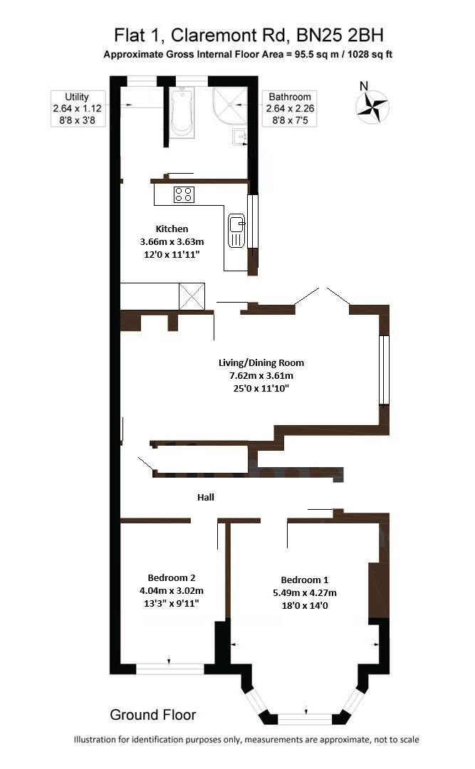 Flat 1, 54, Claremont Road, Seaford floorplan