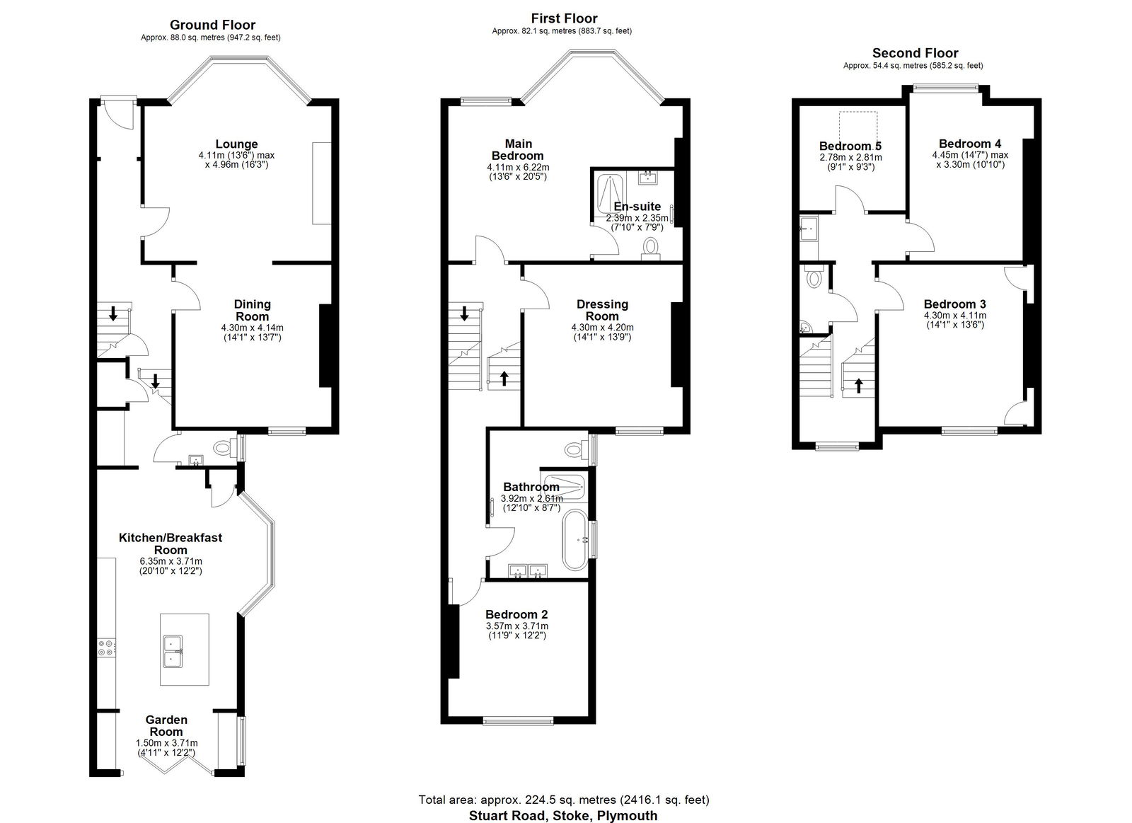 135, Stuart Road, Plymouth floorplan