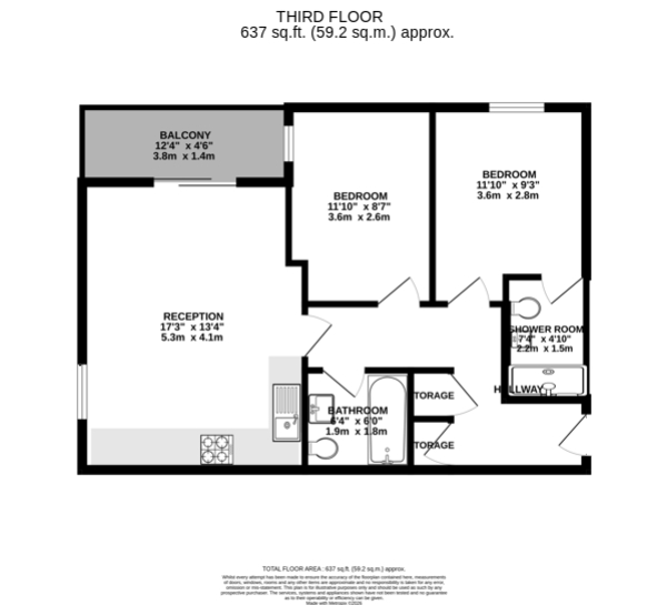 Flat 6, Union House, 11 Bunton Street, Woolwich floorplan