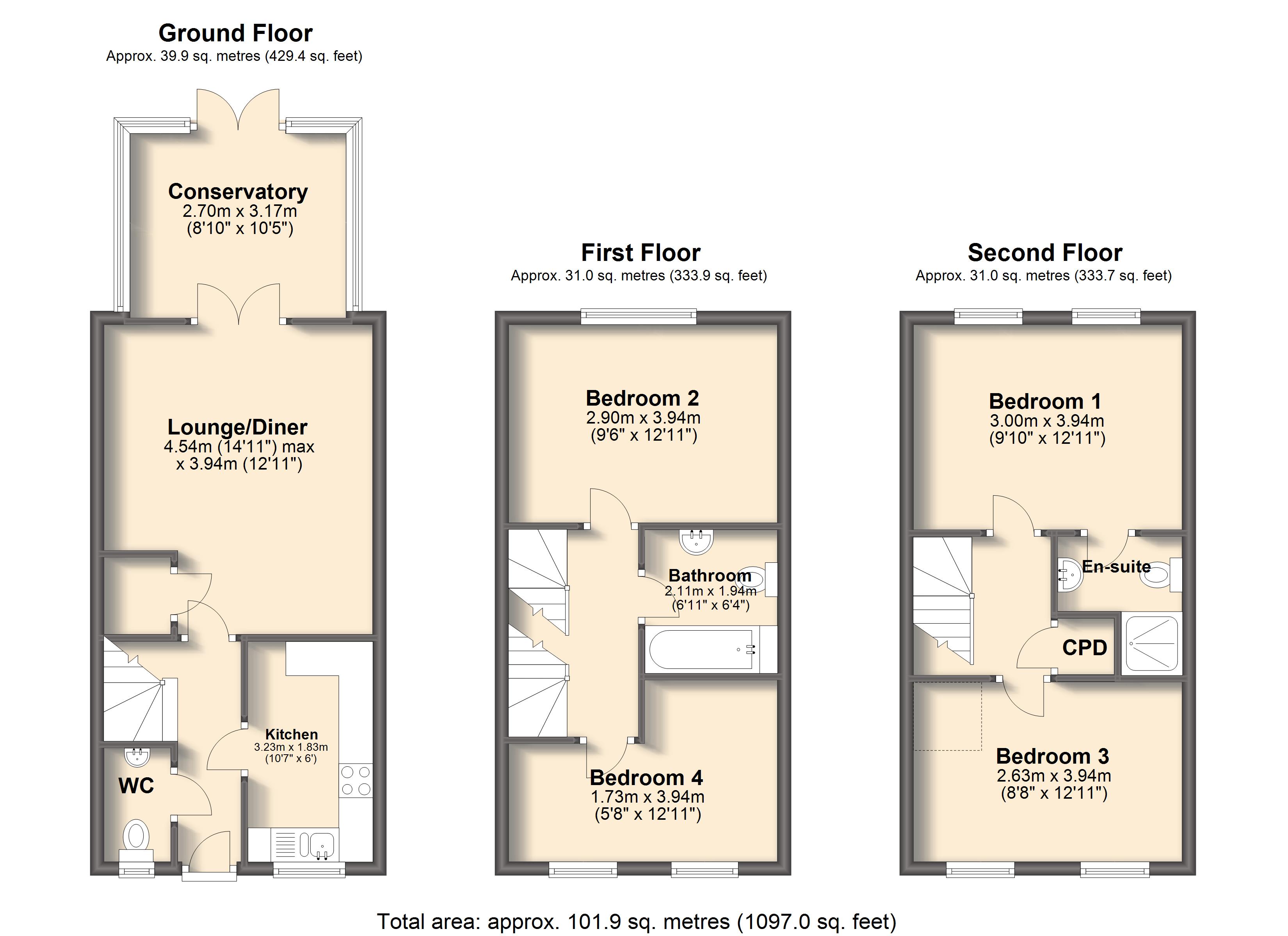 4 Bedrooms Town house for sale in Bloomery Way, Clay Cross, Chesterfield S45