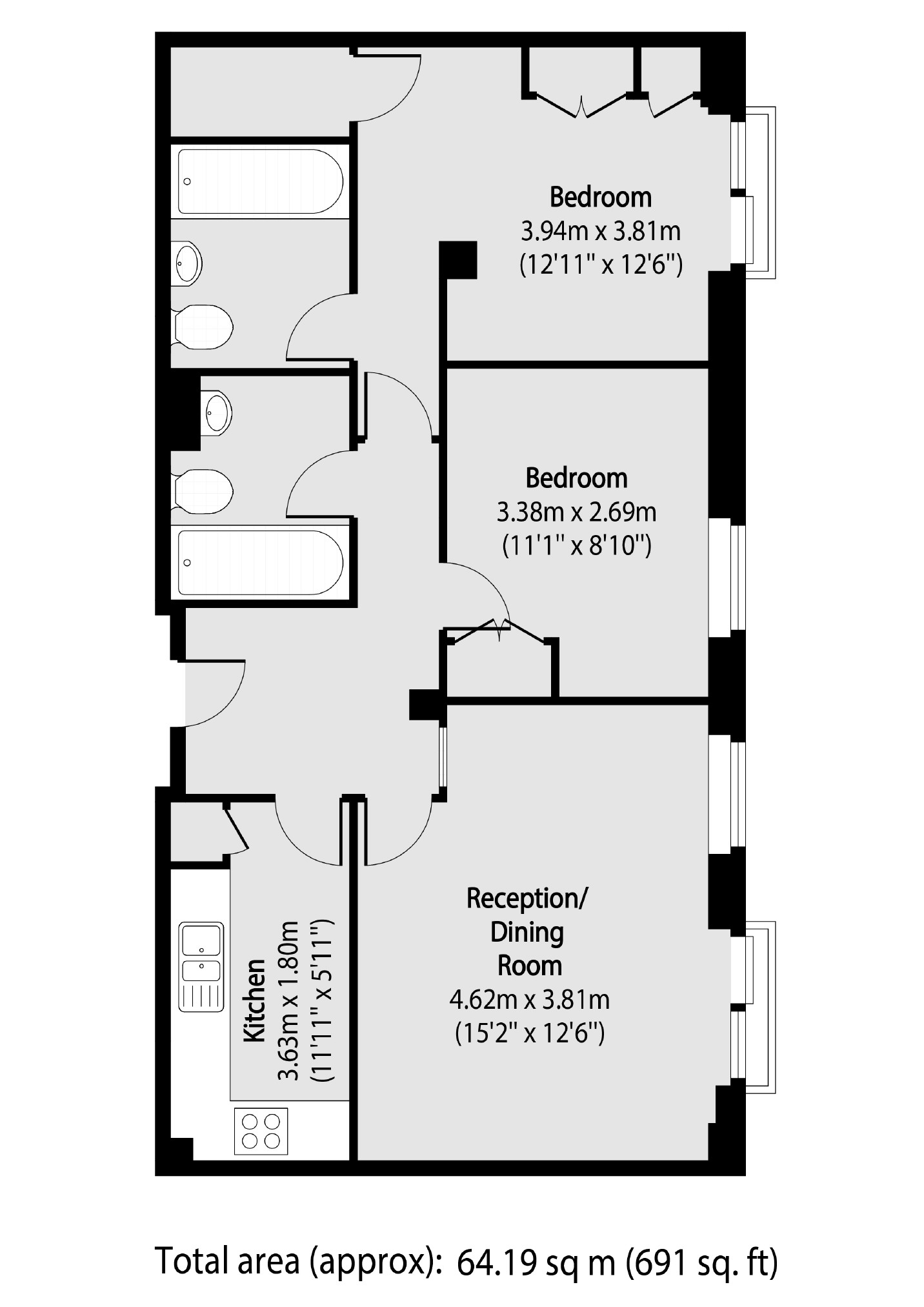 Flat 25, The Cobalt Building, 10-15, Bridgewater Square, London floorplan