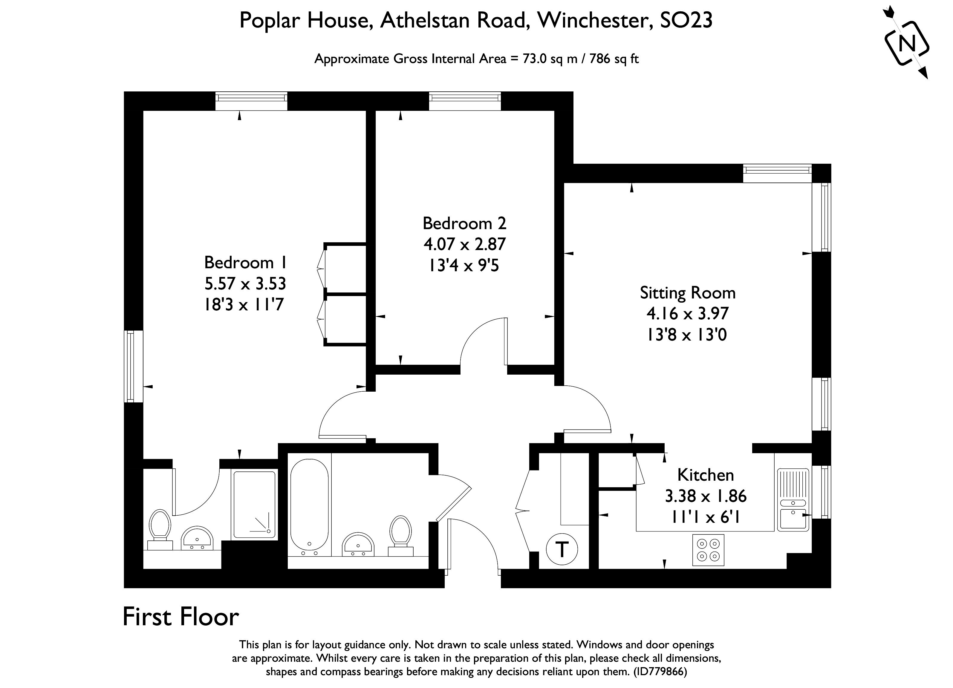 Poplar House, Athelstan Road, Winchester SO23, 2 bedroom flat for sale