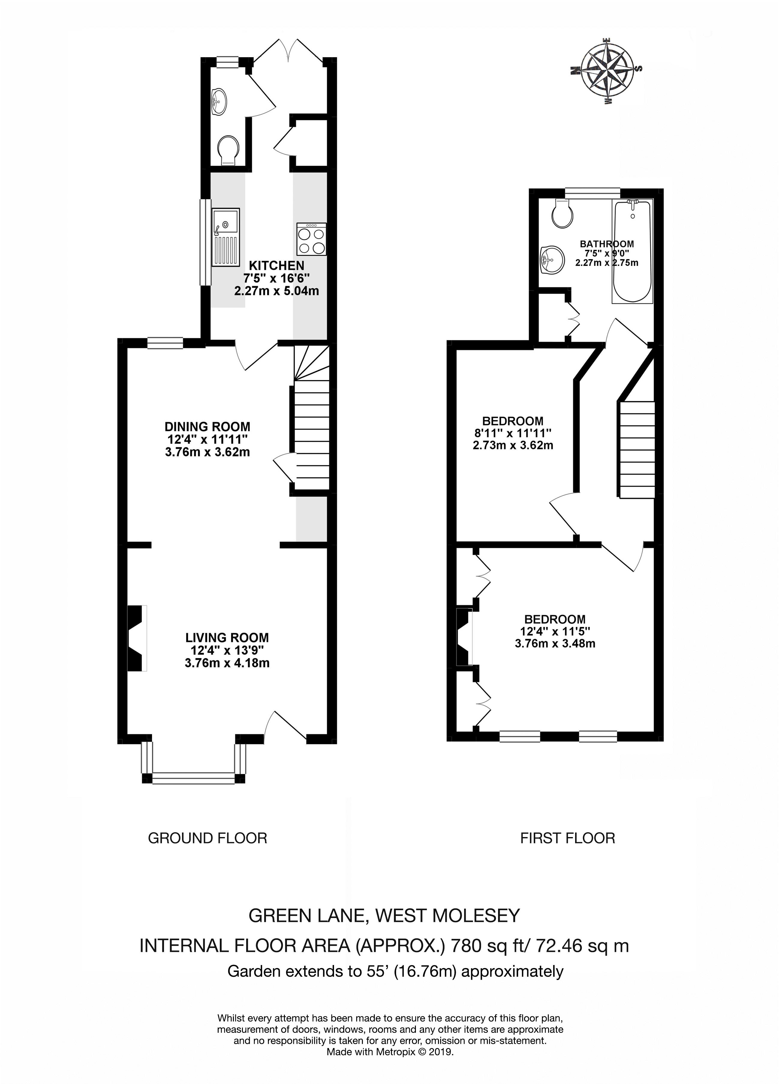 2 Bedrooms Terraced house for sale in Green Lane, West Molesey KT8