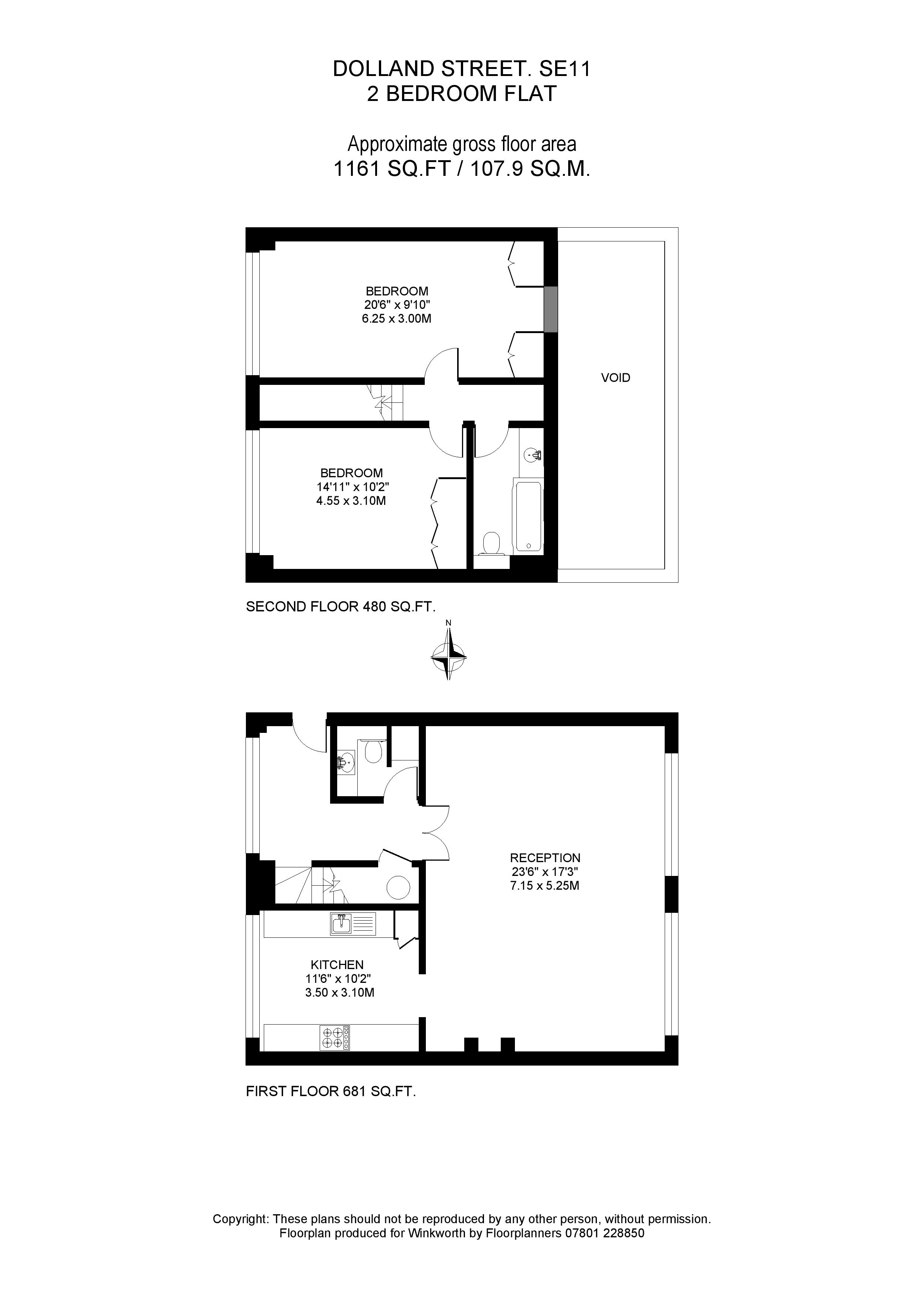 Flat 4, 16, Dolland Street, London floorplan