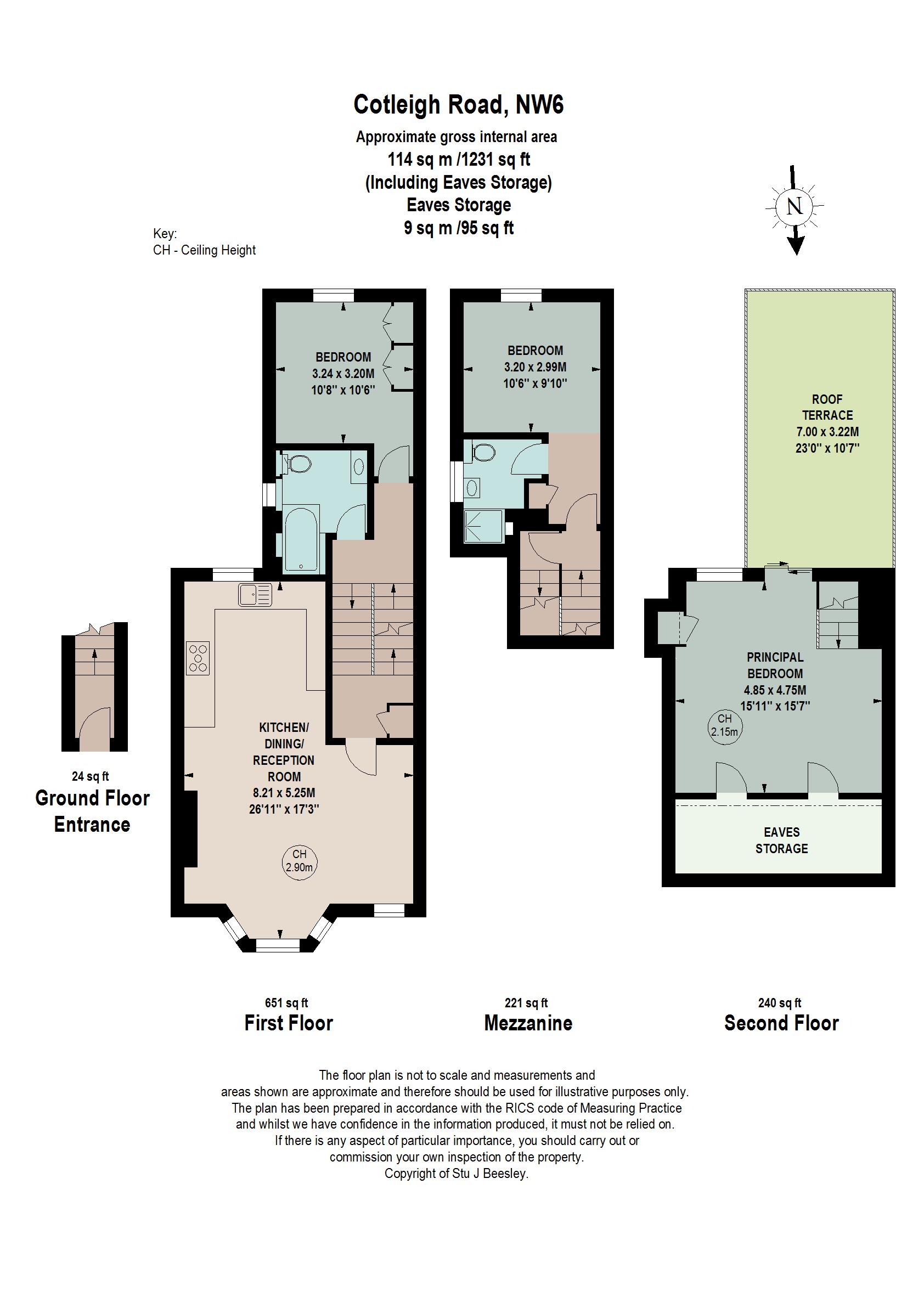 First & Second Floor Maisonette, 57, Cotleigh Road, London floorplan