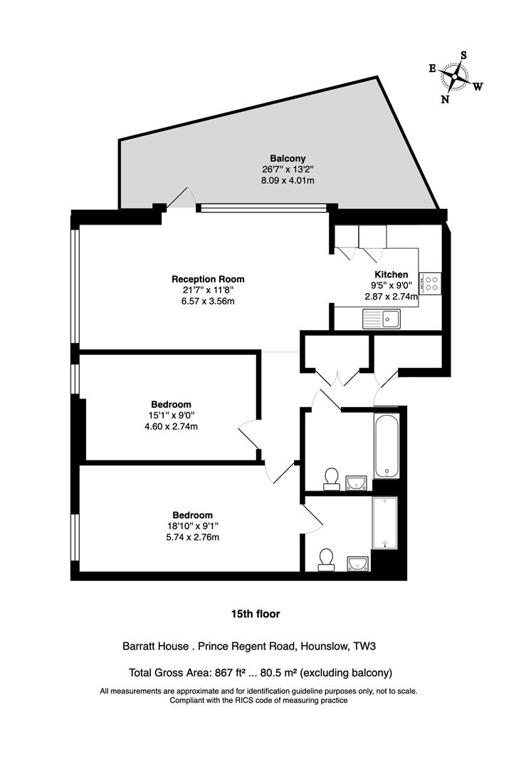 Prince Regent Road, Hounslow TW3, 2 bedroom block of flats to rent ...