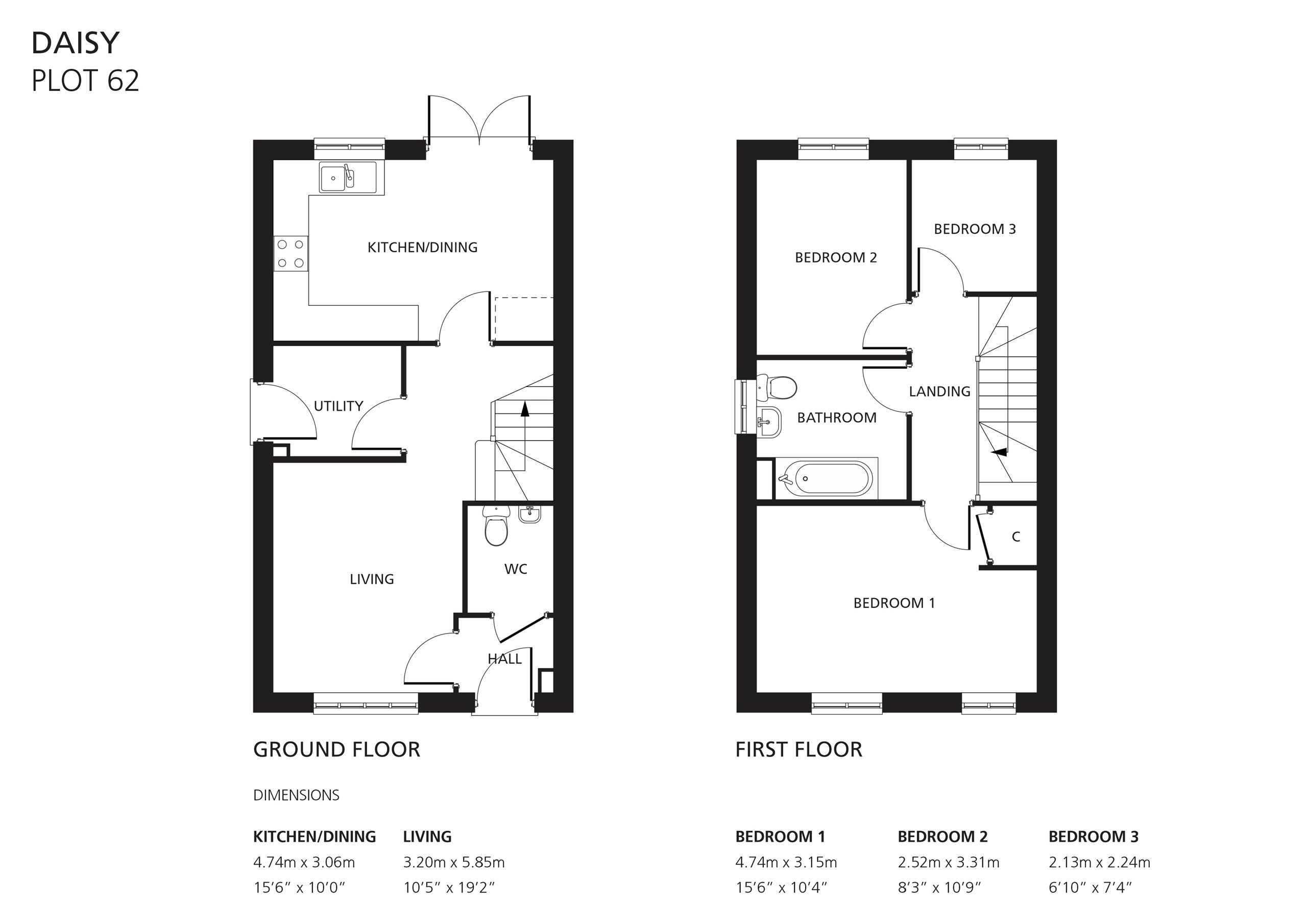 Plot 62, The Daisy, 23, The Elms, Huntingdon floorplan