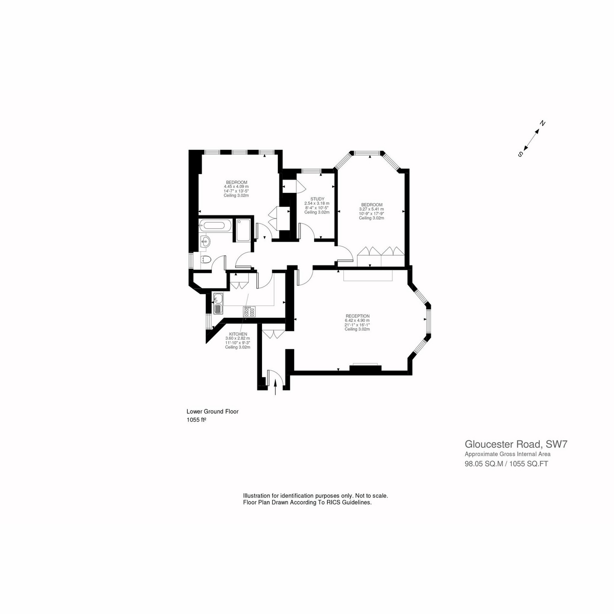 Flat 1B Cranley Mansions, 160, Gloucester Road, London floorplan