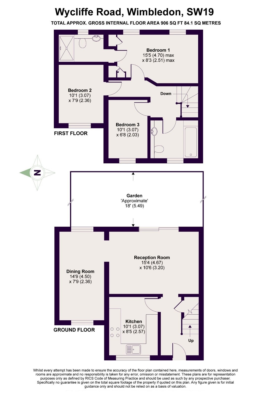 55, Wycliffe Road, London floorplan